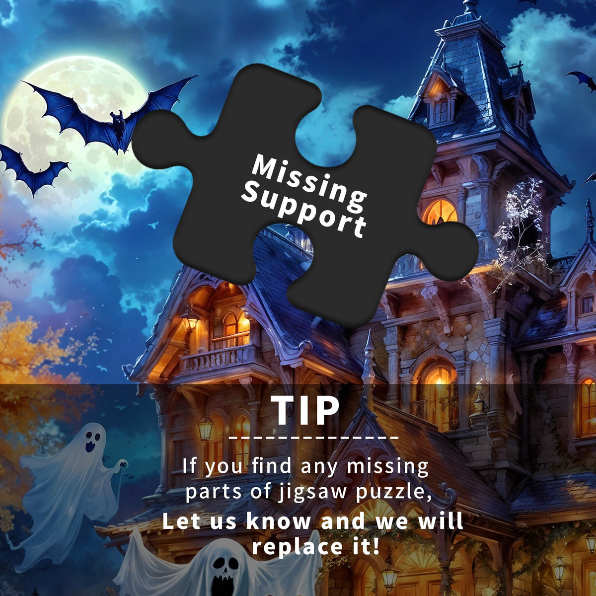Kepovin Halloween Night 1000-Piece Jigsaw Puzzle – Haunted House & Spooky Night Sky