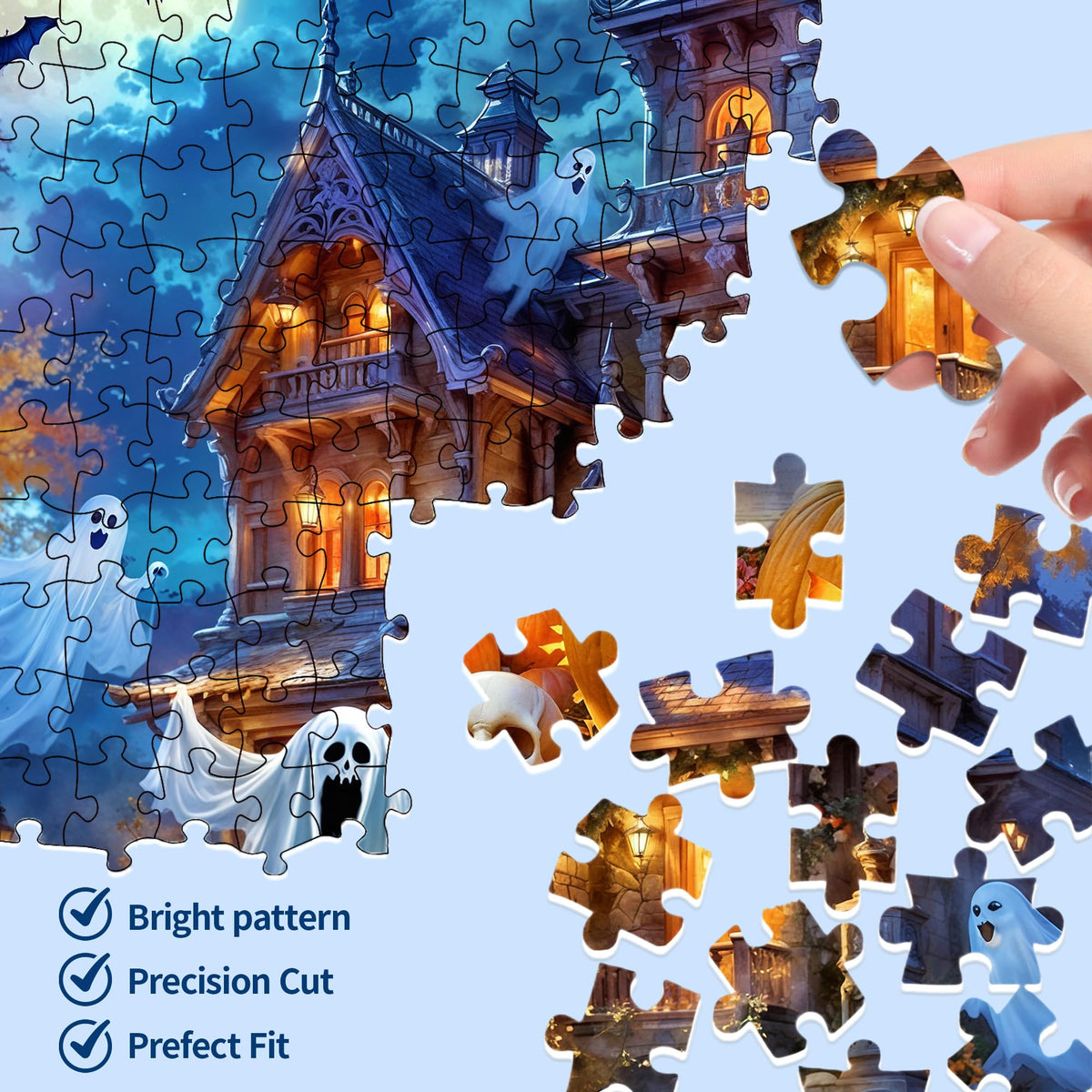 Kepovin Halloween Night 1000-Piece Jigsaw Puzzle – Haunted House & Spooky Night Sky