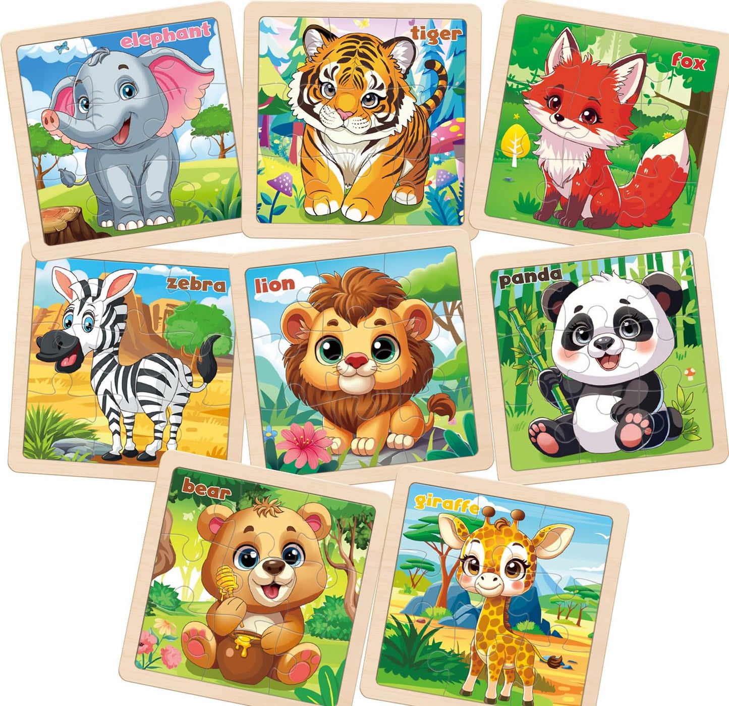 kepovin 8 Animal Wooden Puzzles for Toddlers – Ages 3-5 | Preschool Learning Toys
