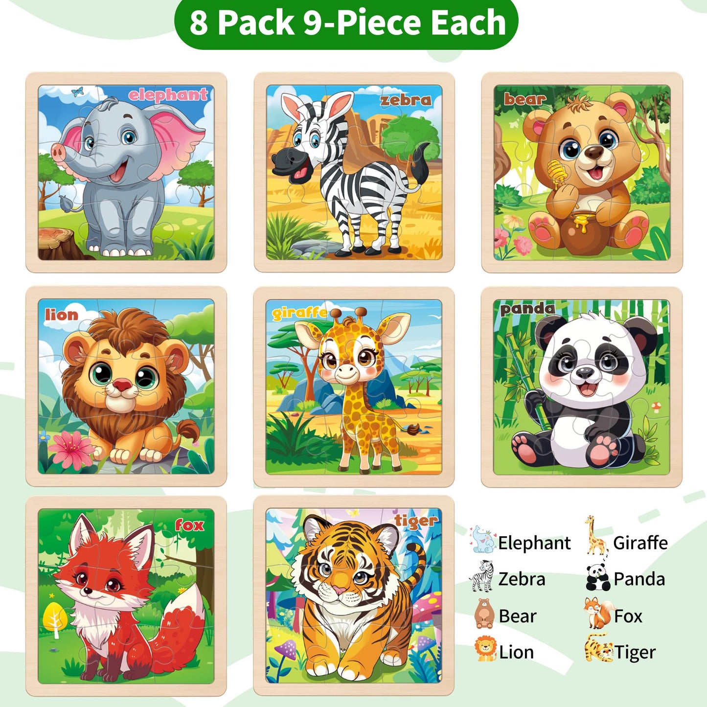 kepovin 8 Animal Wooden Puzzles for Toddlers – Ages 3-5 | Preschool Learning Toys