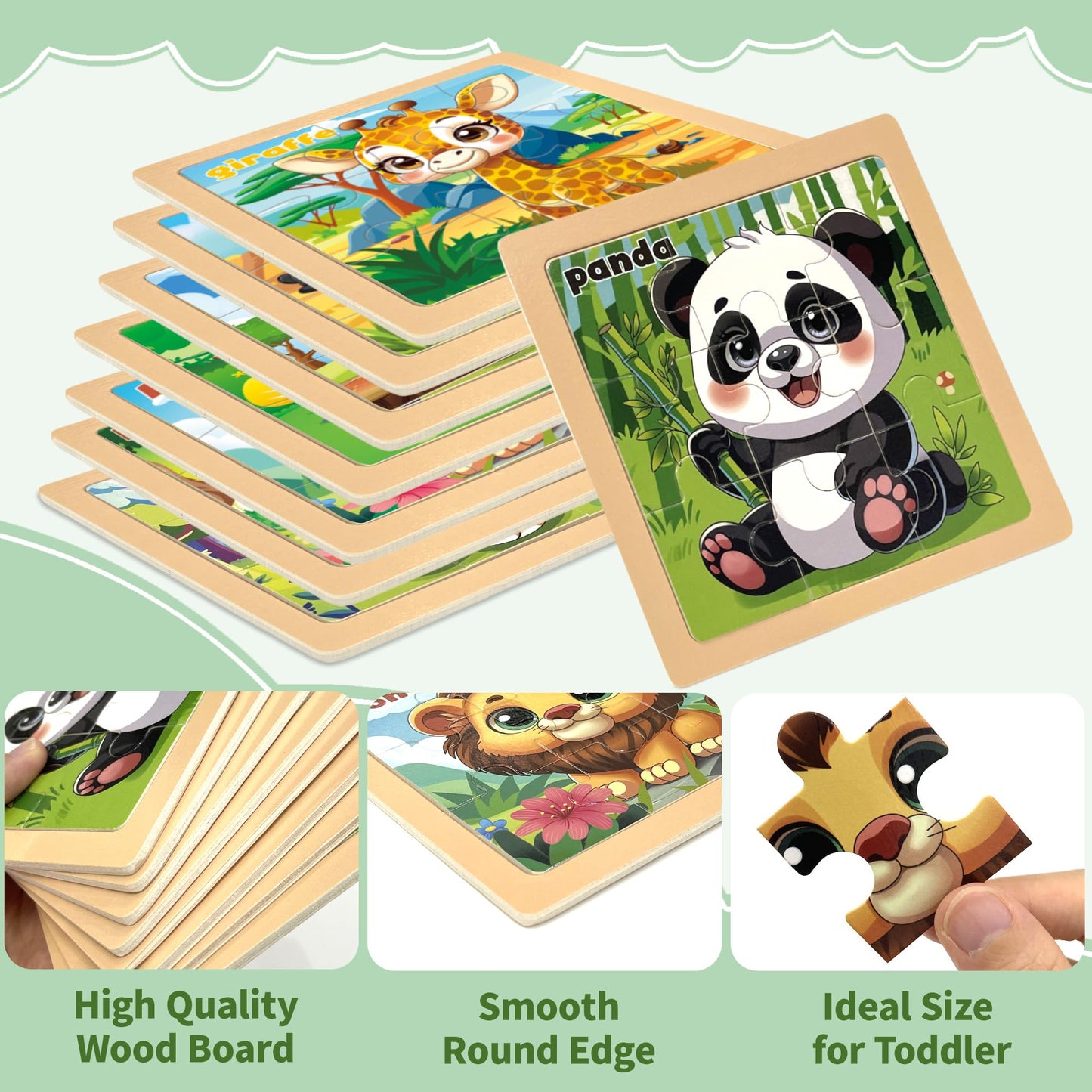kepovin 8 Animal Wooden Puzzles for Toddlers – Ages 3-5 | Preschool Learning Toys