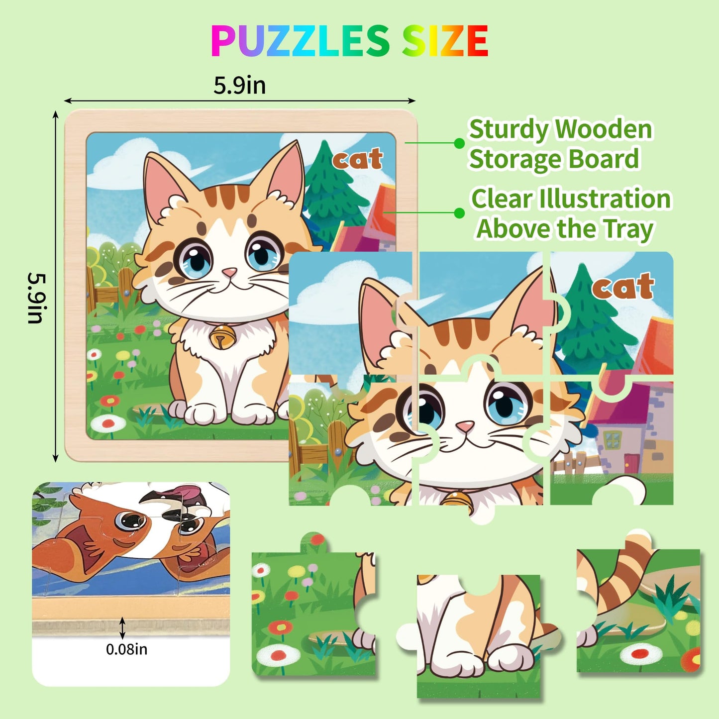 Kepovin Wooden Farm Puzzles for Toddlers – 9-Piece Farm Jigsaw Puzzles for Ages 3-5 | Learning & Educational Toys