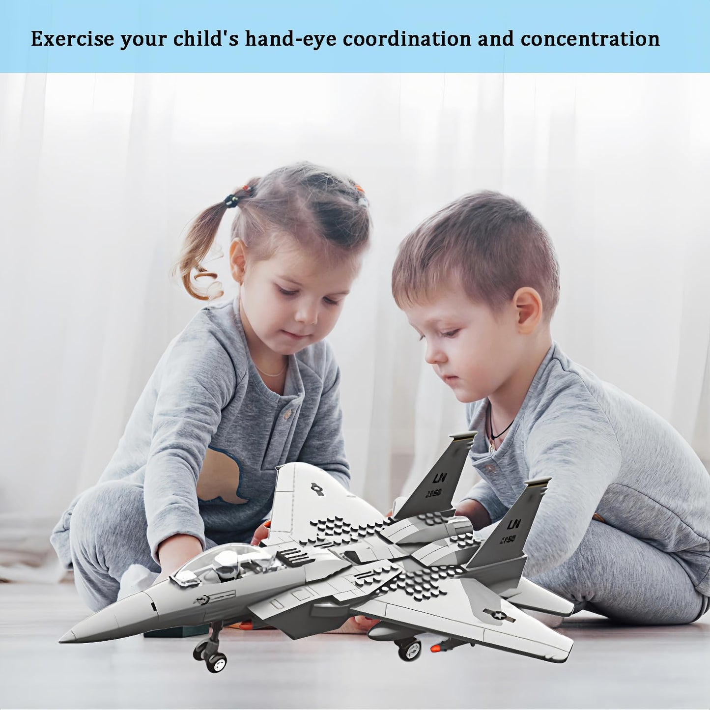 KERHENE F-15 Eagle Lego-Compatible 270-Piece Military Jet Toy for Kids 10+ and Adults