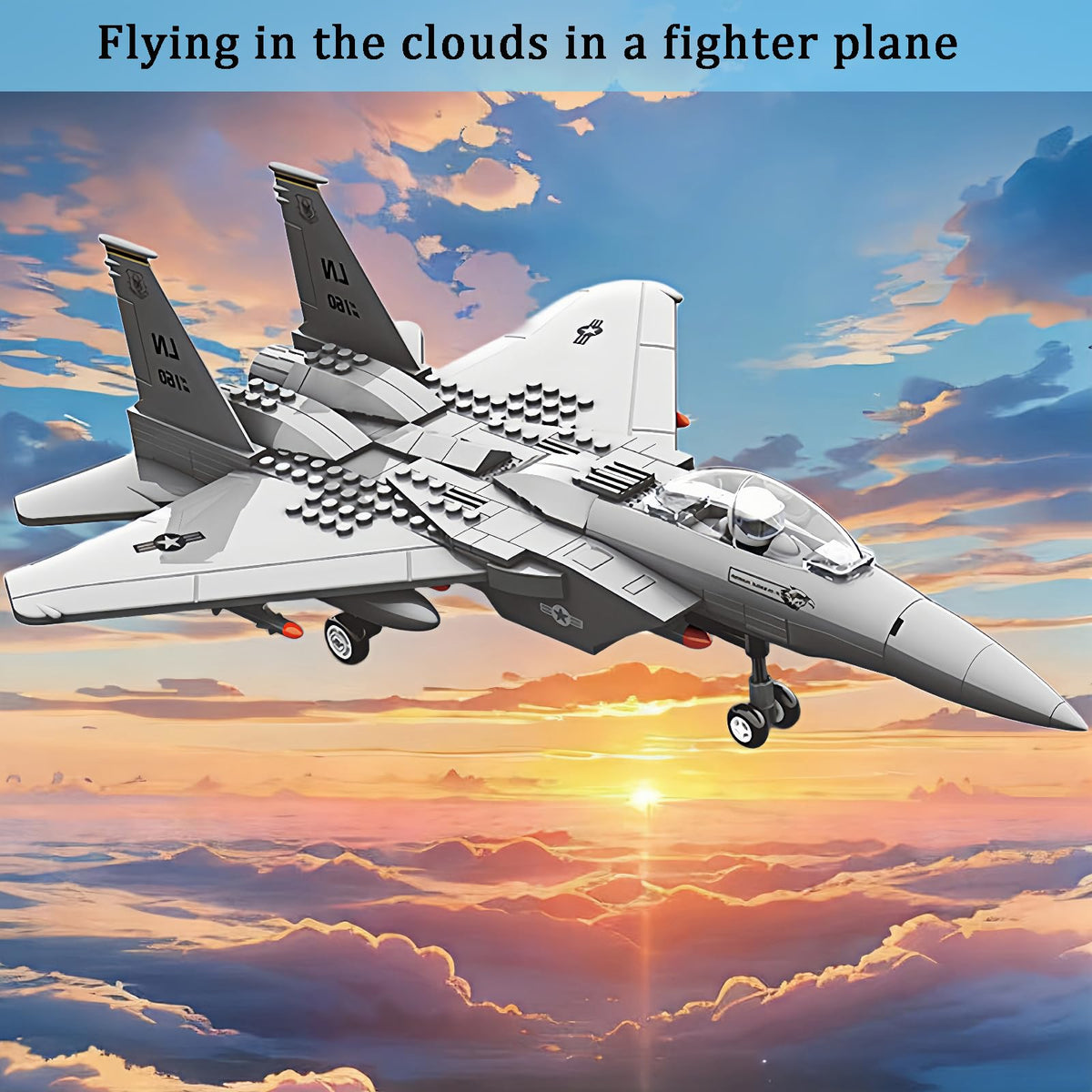 KERHENE F-15 Eagle Lego-Compatible 270-Piece Military Jet Toy for Kids 10+ and Adults