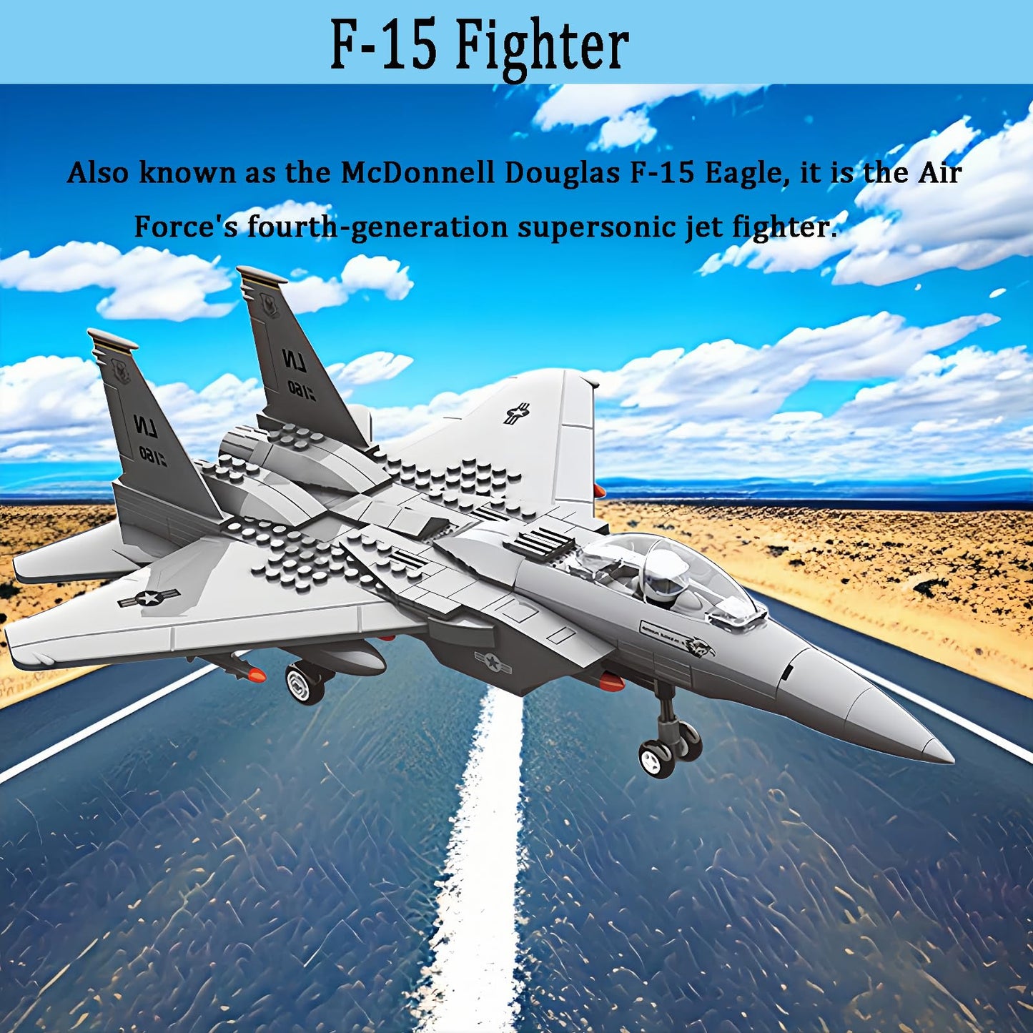 KERHENE F-15 Eagle Lego-Compatible 270-Piece Military Jet Toy for Kids 10+ and Adults