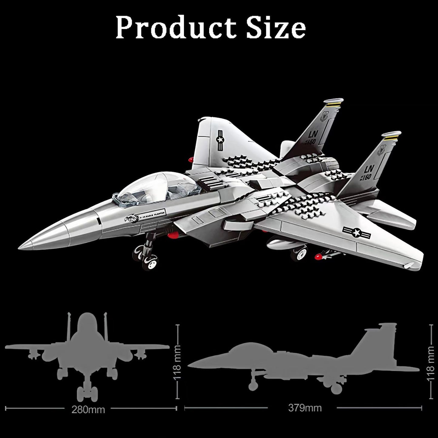 KERHENE F-15 Eagle Lego-Compatible 270-Piece Military Jet Toy for Kids 10+ and Adults