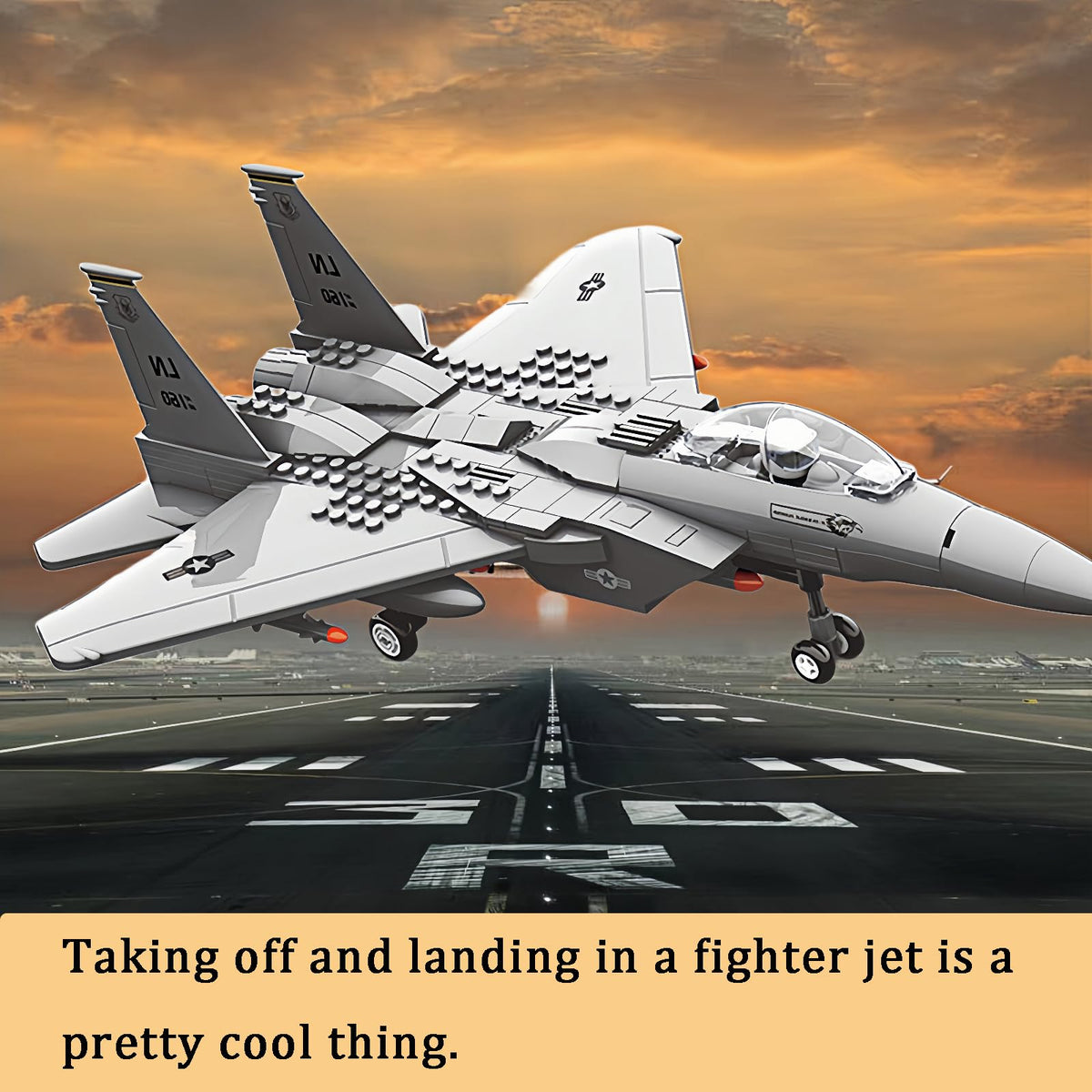 KERHENE F-15 Eagle Lego-Compatible 270-Piece Military Jet Toy for Kids 10+ and Adults