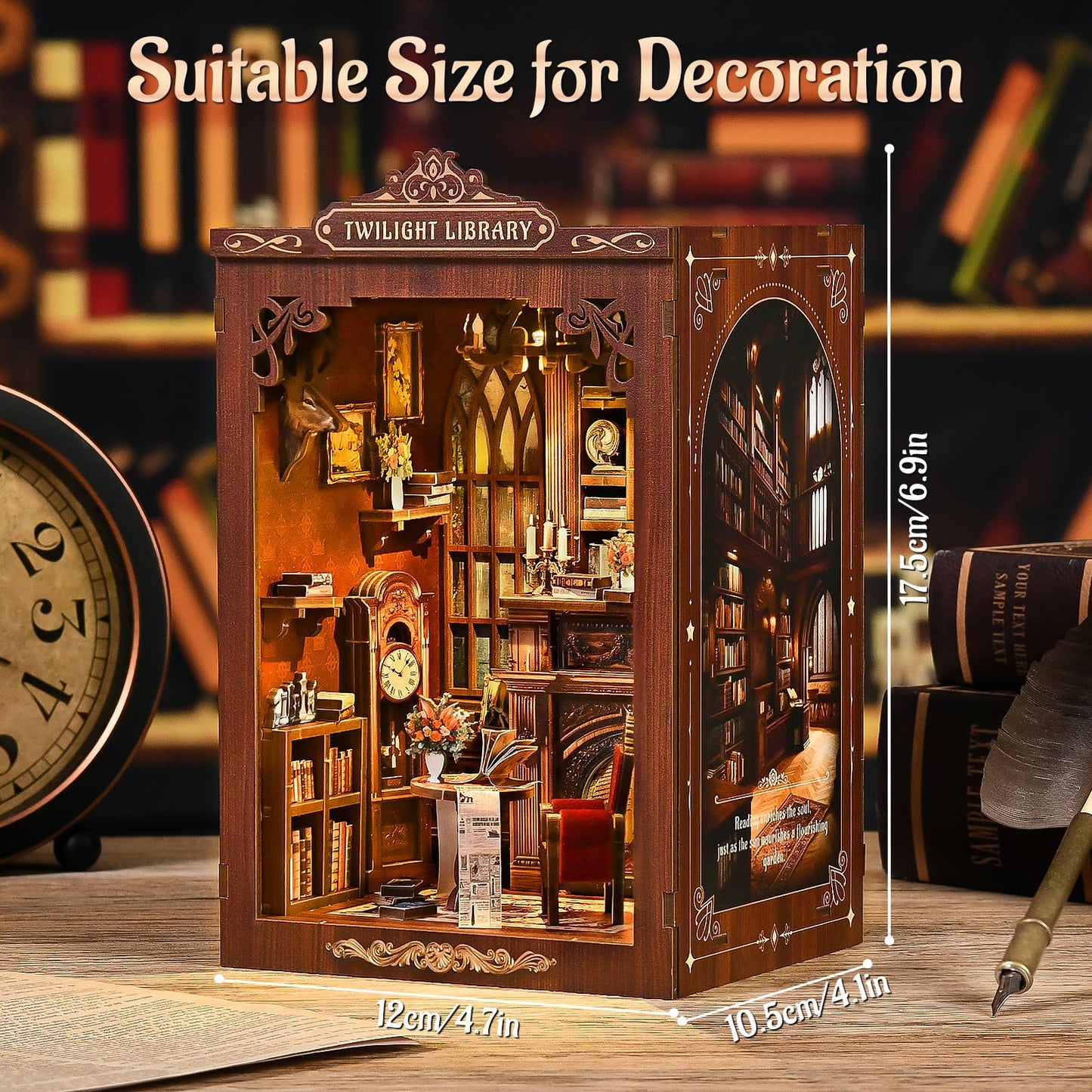KERNOWO Book Nook Kit | DIY 3D Wooden Puzzles for Adults & Teens | Miniature Library House
