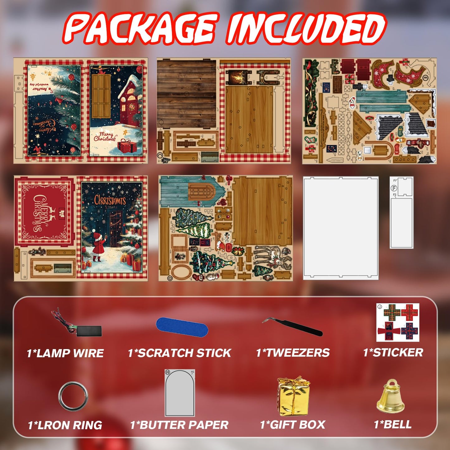 KERNOWO Book Nook Kit - DIY 3D Wooden Puzzle Snow Pavilion for Bookshelves