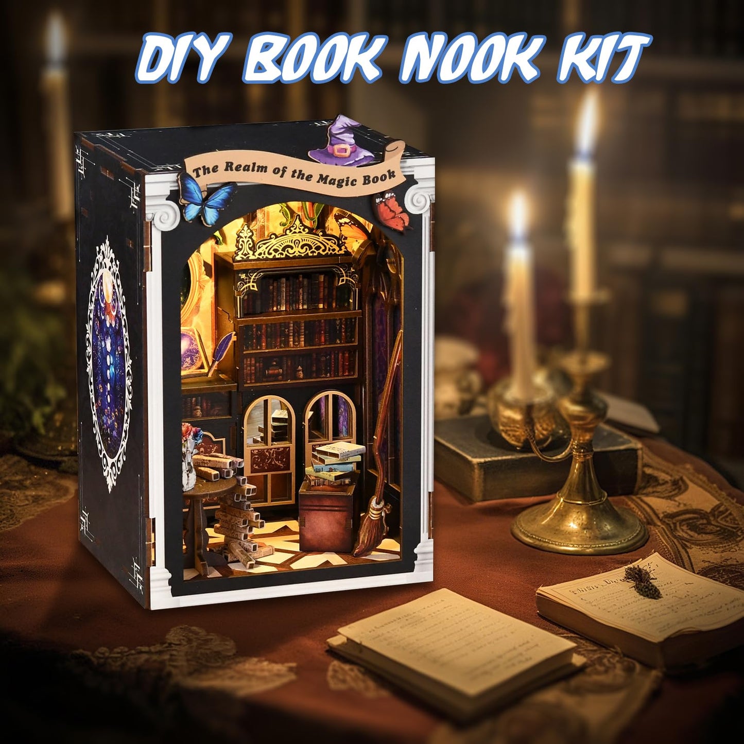 KERNOWO Book Nook Kit: DIY 3D Wooden Puzzles for Bookshelf Decor