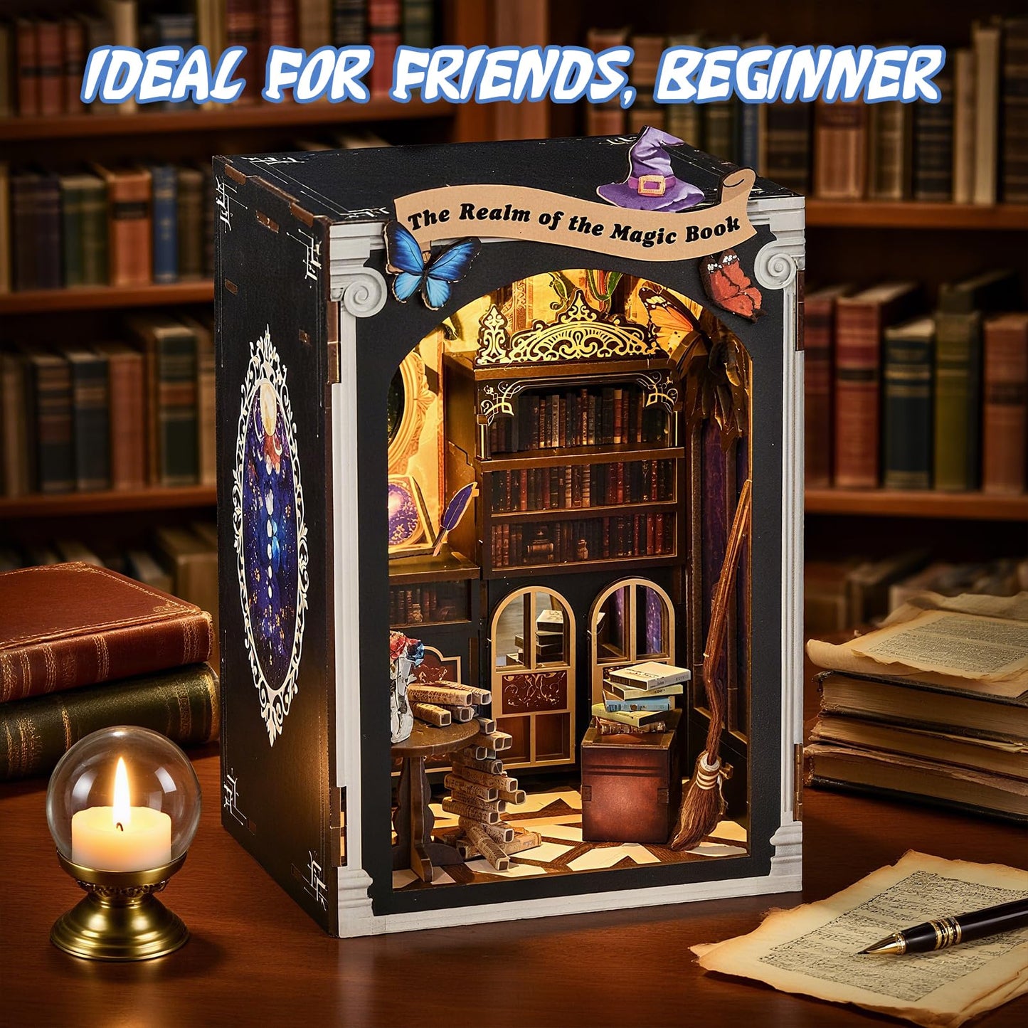 KERNOWO Book Nook Kit: DIY 3D Wooden Puzzles for Bookshelf Decor
