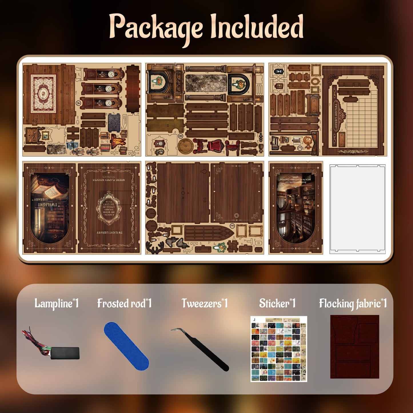 KERNOWO Book Nook Kit | DIY 3D Wooden Puzzles for Adults & Teens | Miniature Library House