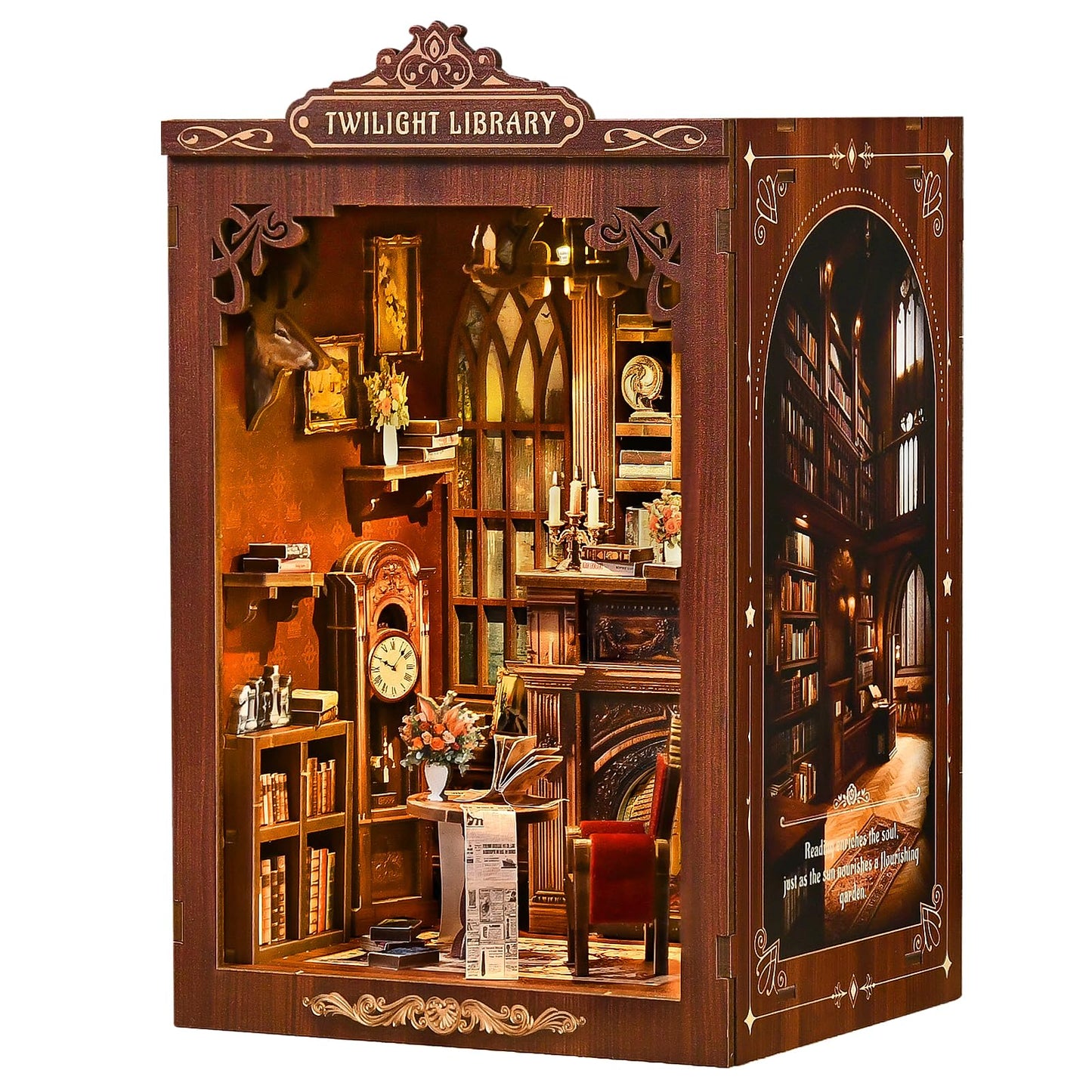 KERNOWO Book Nook Kit | DIY 3D Wooden Puzzles for Adults & Teens | Miniature Library House