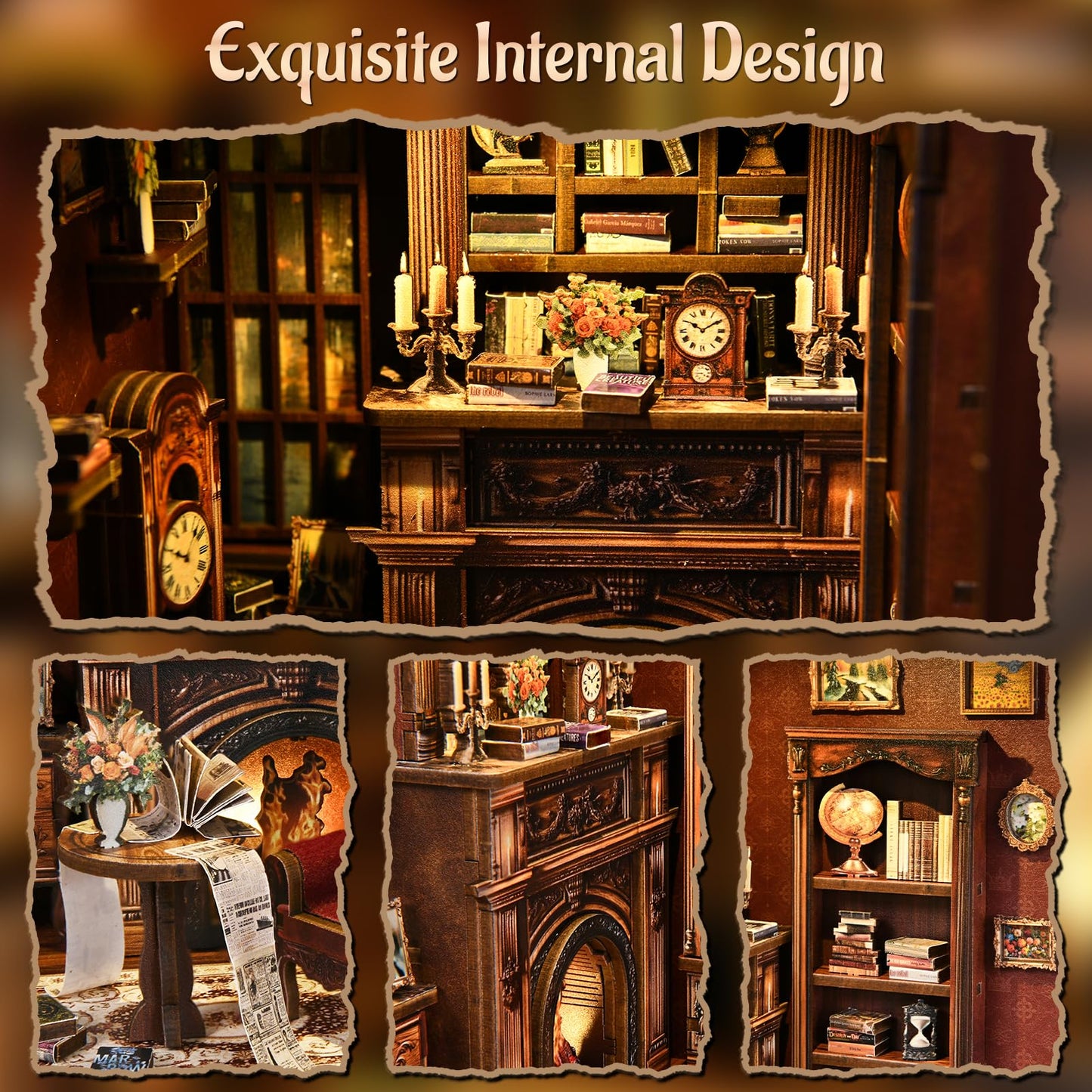 KERNOWO Book Nook Kit | DIY 3D Wooden Puzzles for Adults & Teens | Miniature Library House