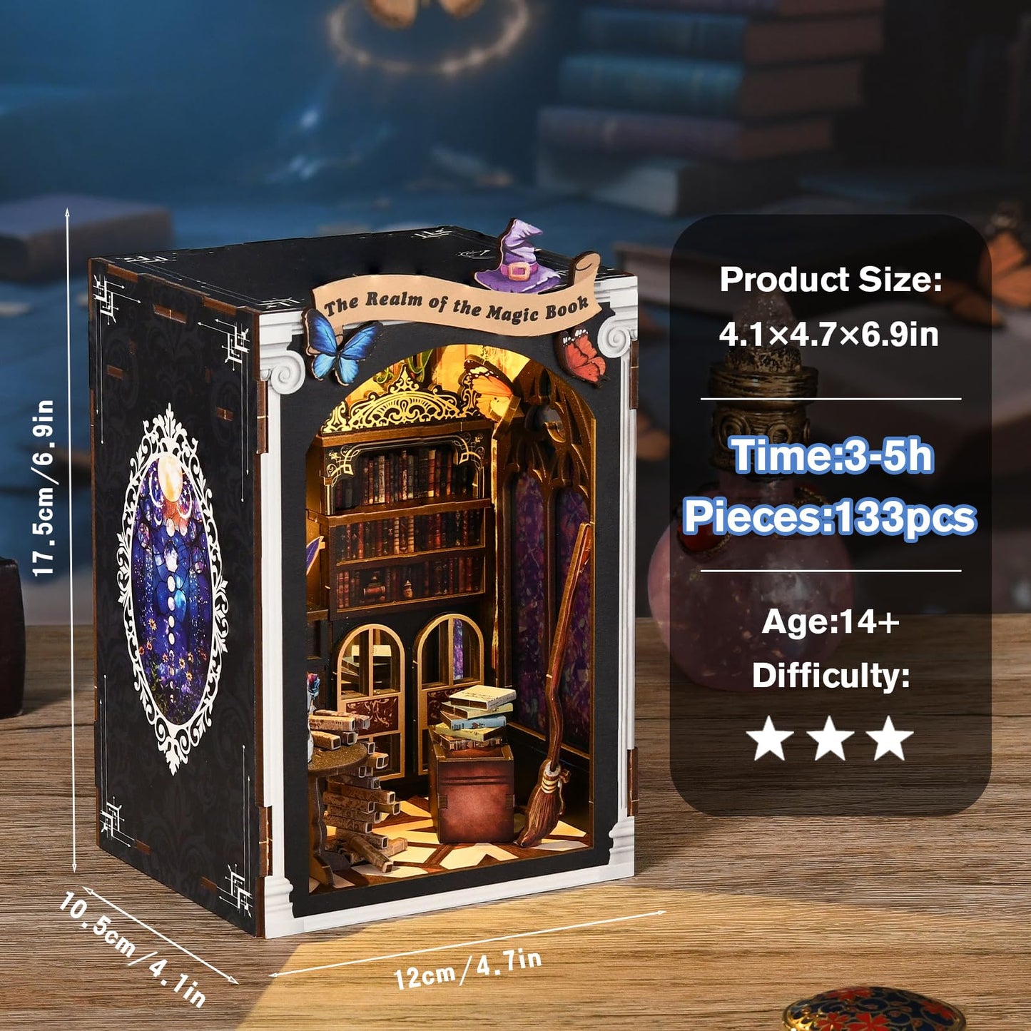 KERNOWO Book Nook Kit: DIY 3D Wooden Puzzles for Bookshelf Decor