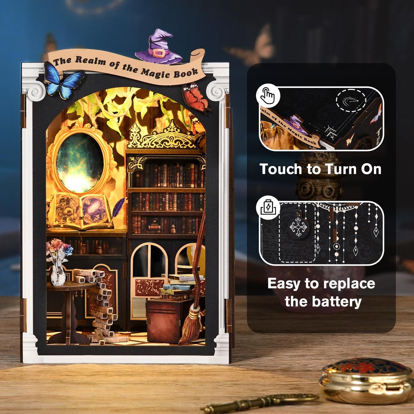 KERNOWO Book Nook Kit: DIY 3D Wooden Puzzles for Bookshelf Decor