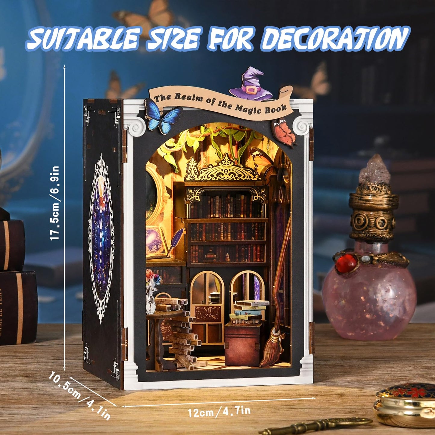 KERNOWO Book Nook Kit: DIY 3D Wooden Puzzles for Bookshelf Decor