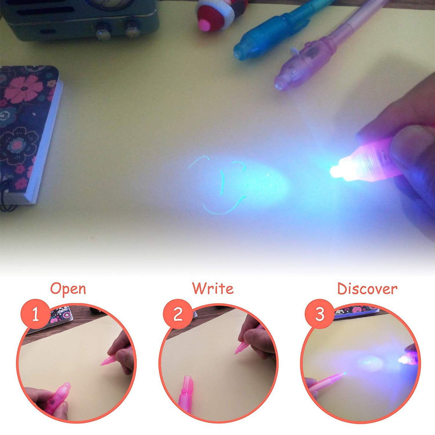 KERRT Invisible Ink Pen with UV Light – Secret Message Spy Pen for Kids