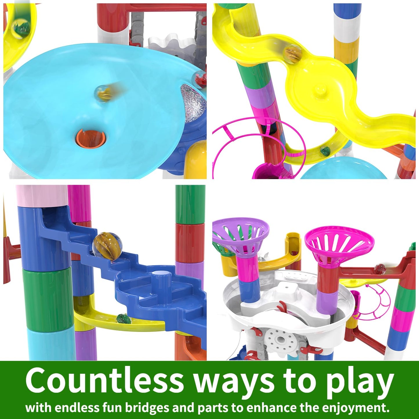 KERUVOTA Big Motorized Marble Run – 220-Piece Elevator Marble Track STEM Toy for Kids
