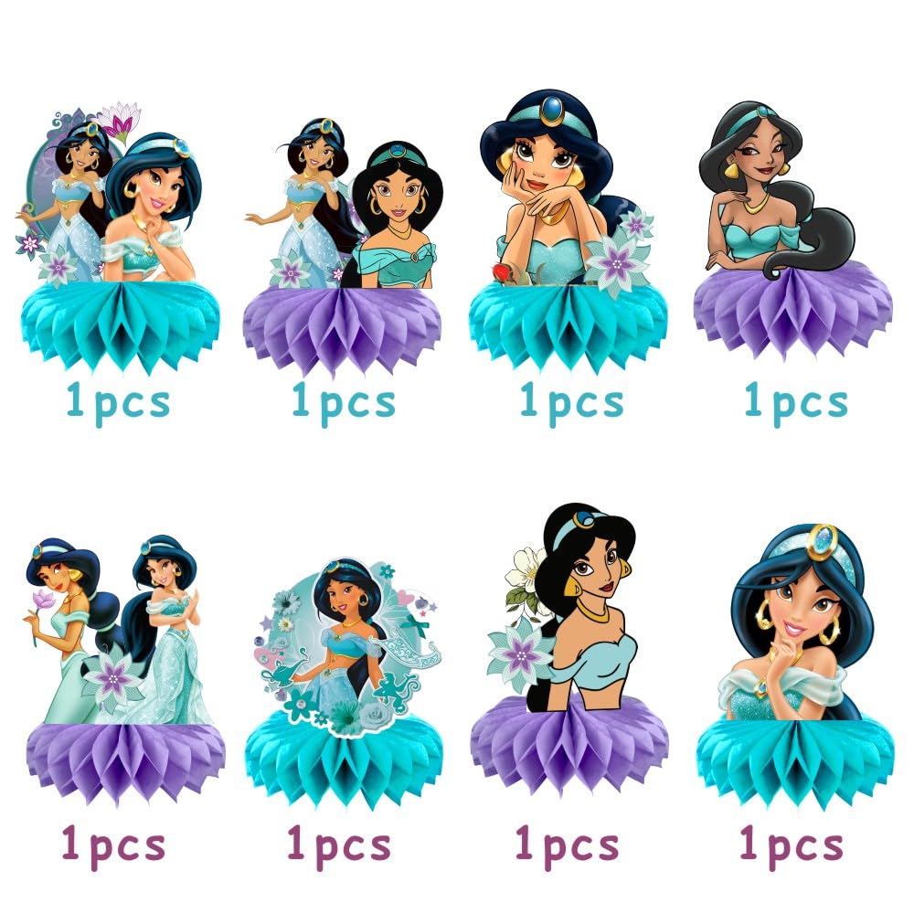 KERWHIS 8Pcs Princess Jasmine Table Centerpieces – Double-Sided Kids Birthday Party Decorations