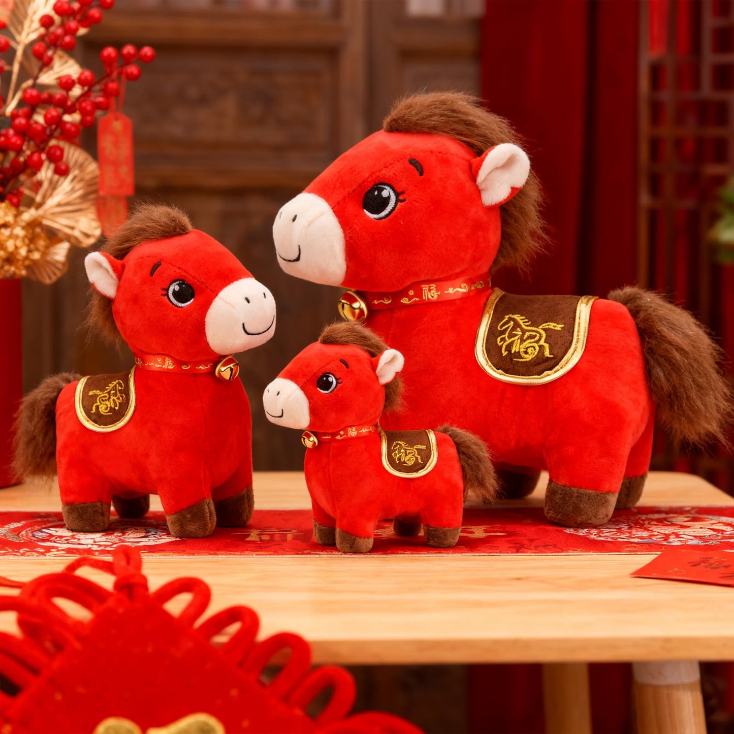 KESOCORAY 2026 Chinese New Year Horse Plush – Lucky Home Decor & Souvenir Mascot, 9.84 in tall