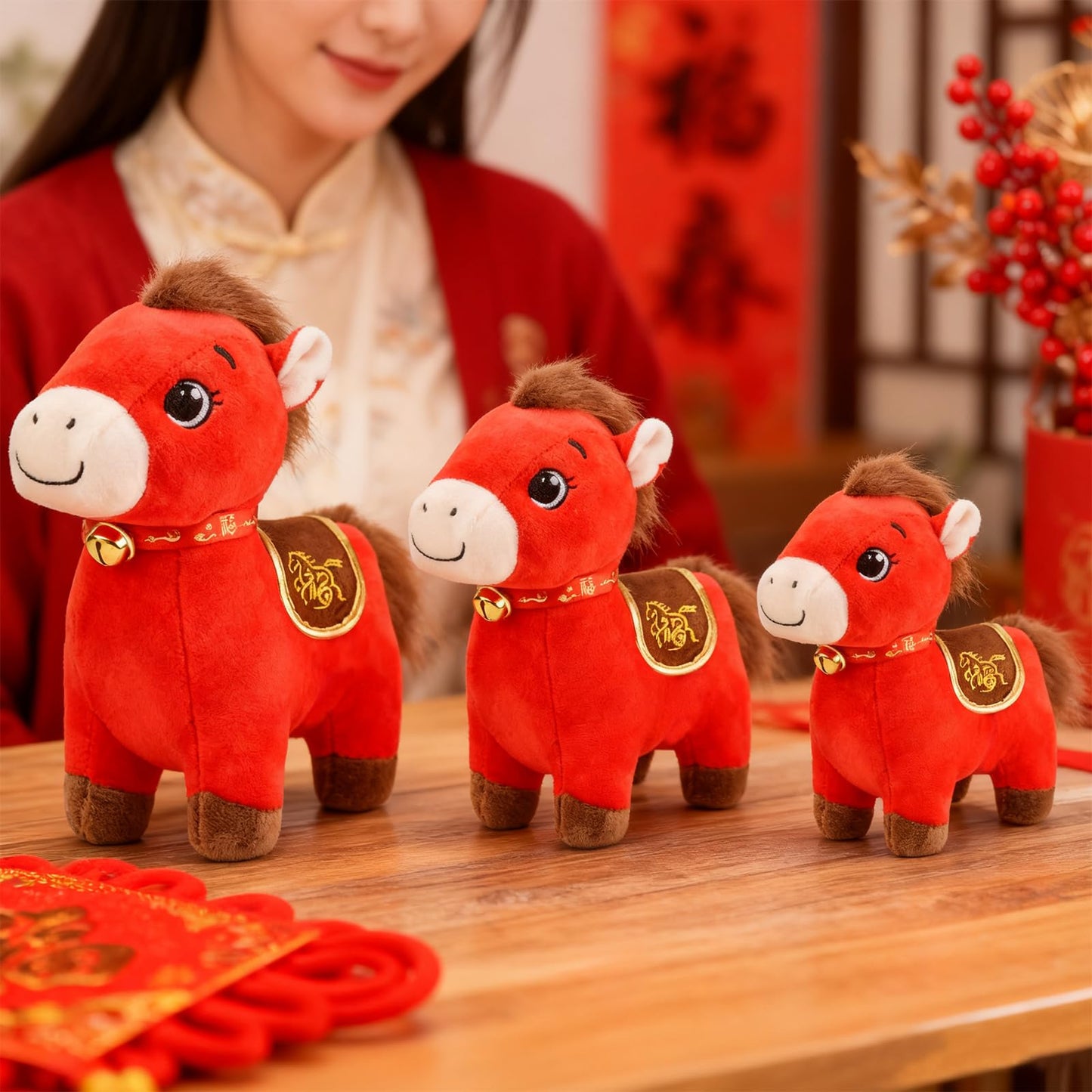 KESOCORAY 2026 Chinese New Year Horse Plush – Lucky Home Decor & Souvenir Mascot, 9.84 in tall
