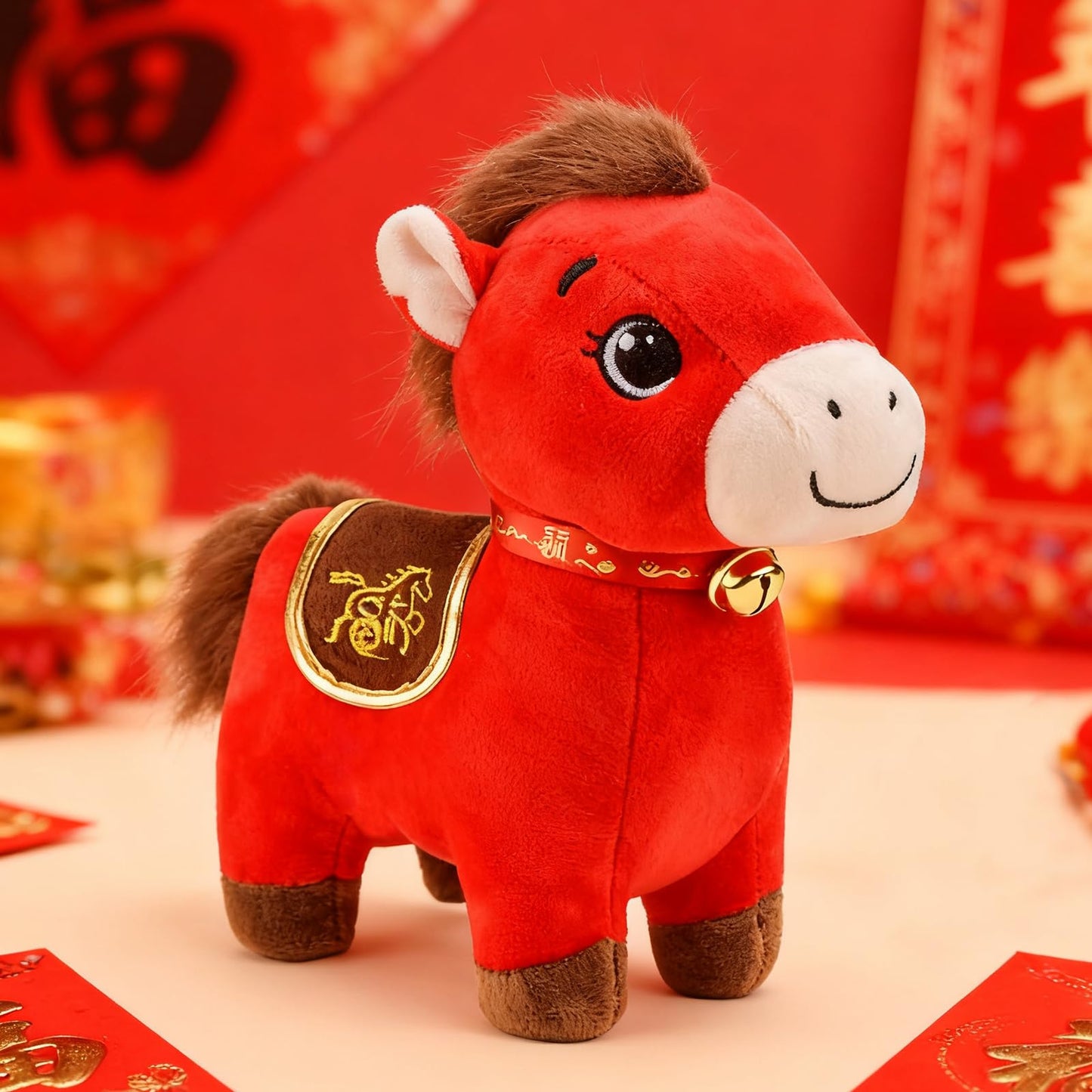 KESOCORAY 2026 Chinese New Year Horse Plush – Lucky Home Decor & Souvenir Mascot, 9.84 in tall