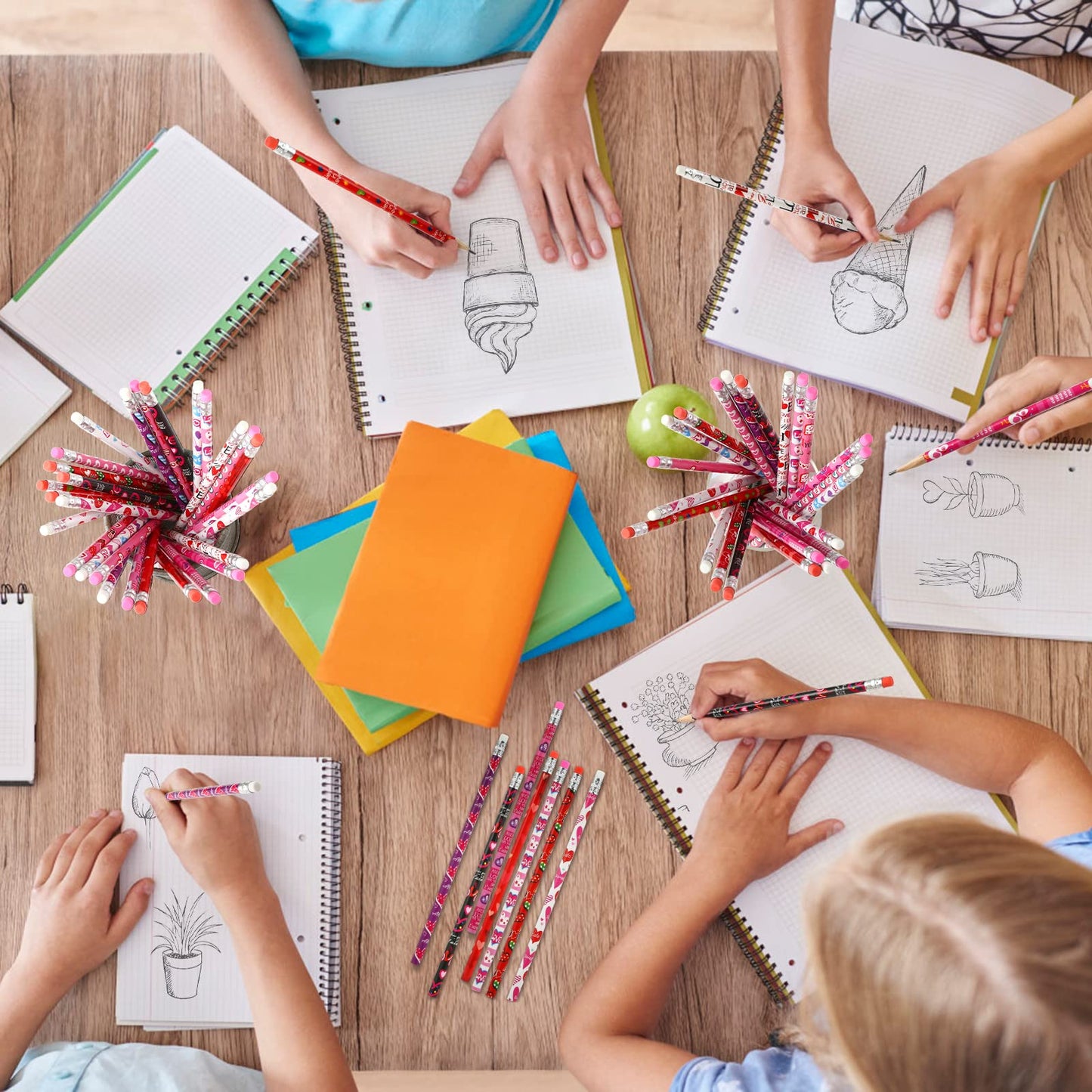 Kesote Valentine Pencils for Kids - 36-Pack Heart Pencils with Erasers | Classroom Valentines