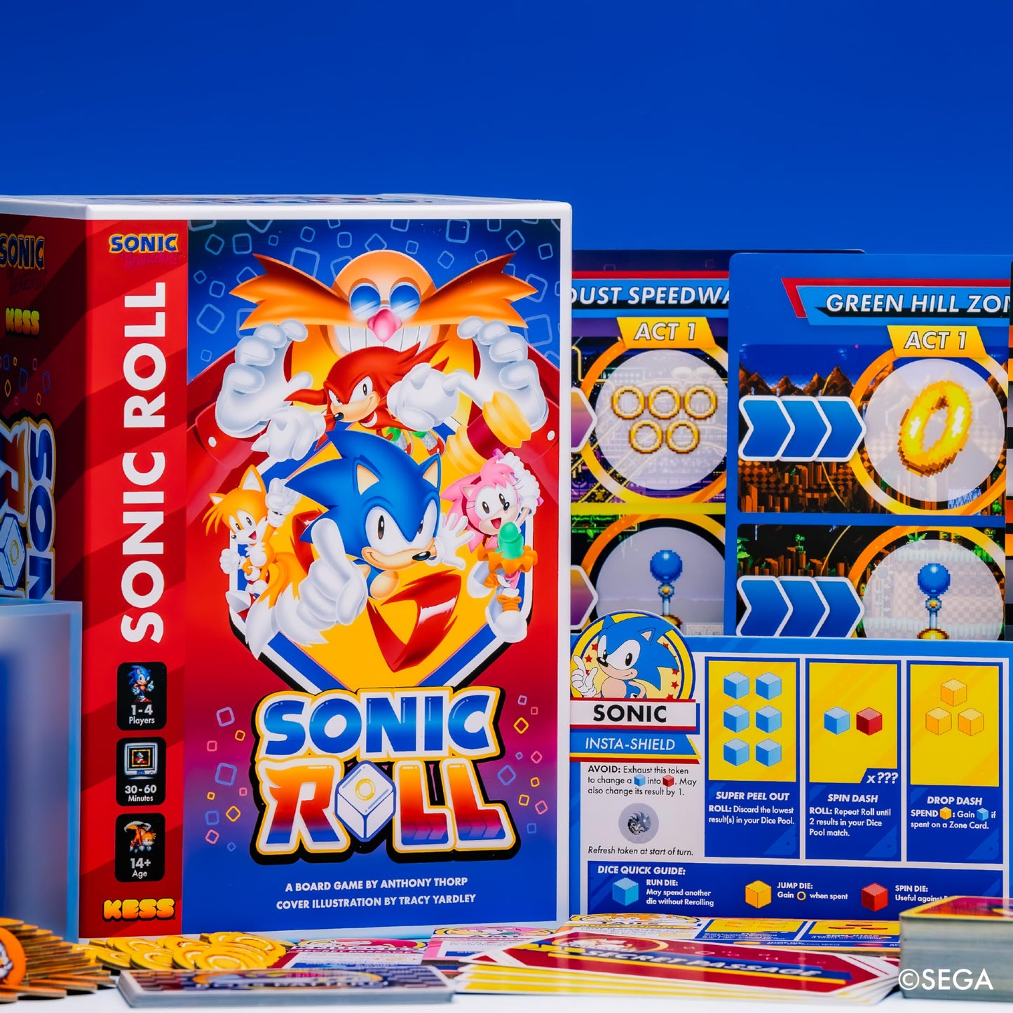 KESS Sonic Roll Board Game - Roll Through 4 Classic Zones | 1-4 Players, Ages 14+