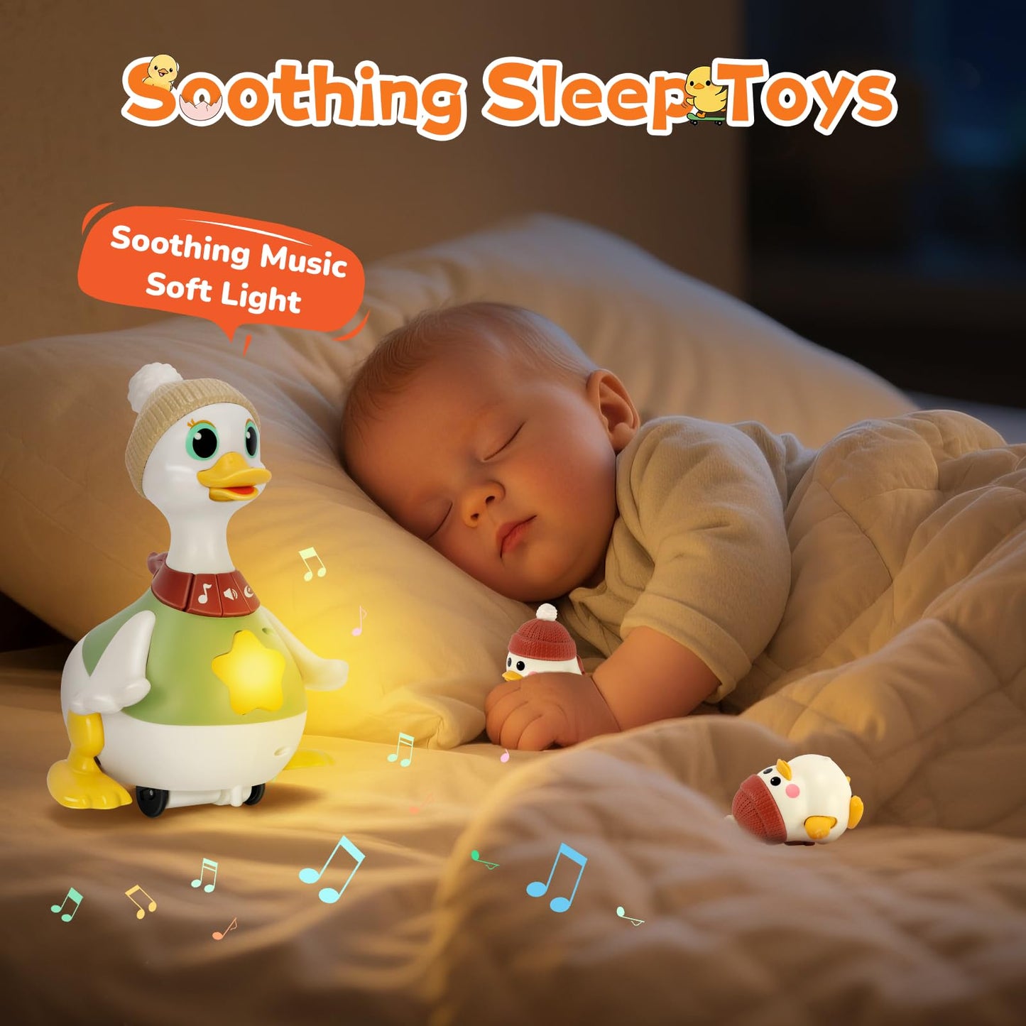 KETIEE Tummy Time Musical Dancing Duck Family Toy Set for Babies 6–12 Months