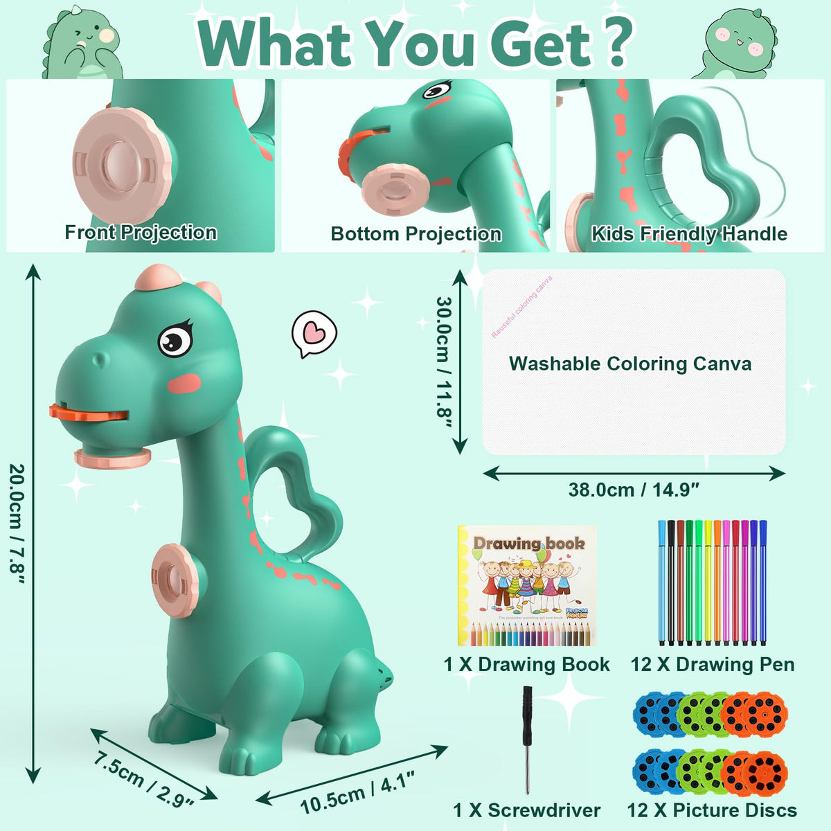 KETIEE Dinosaur Drawing Projector for Kids 5-7 — Dual-Head Sketcher with 96 Patterns