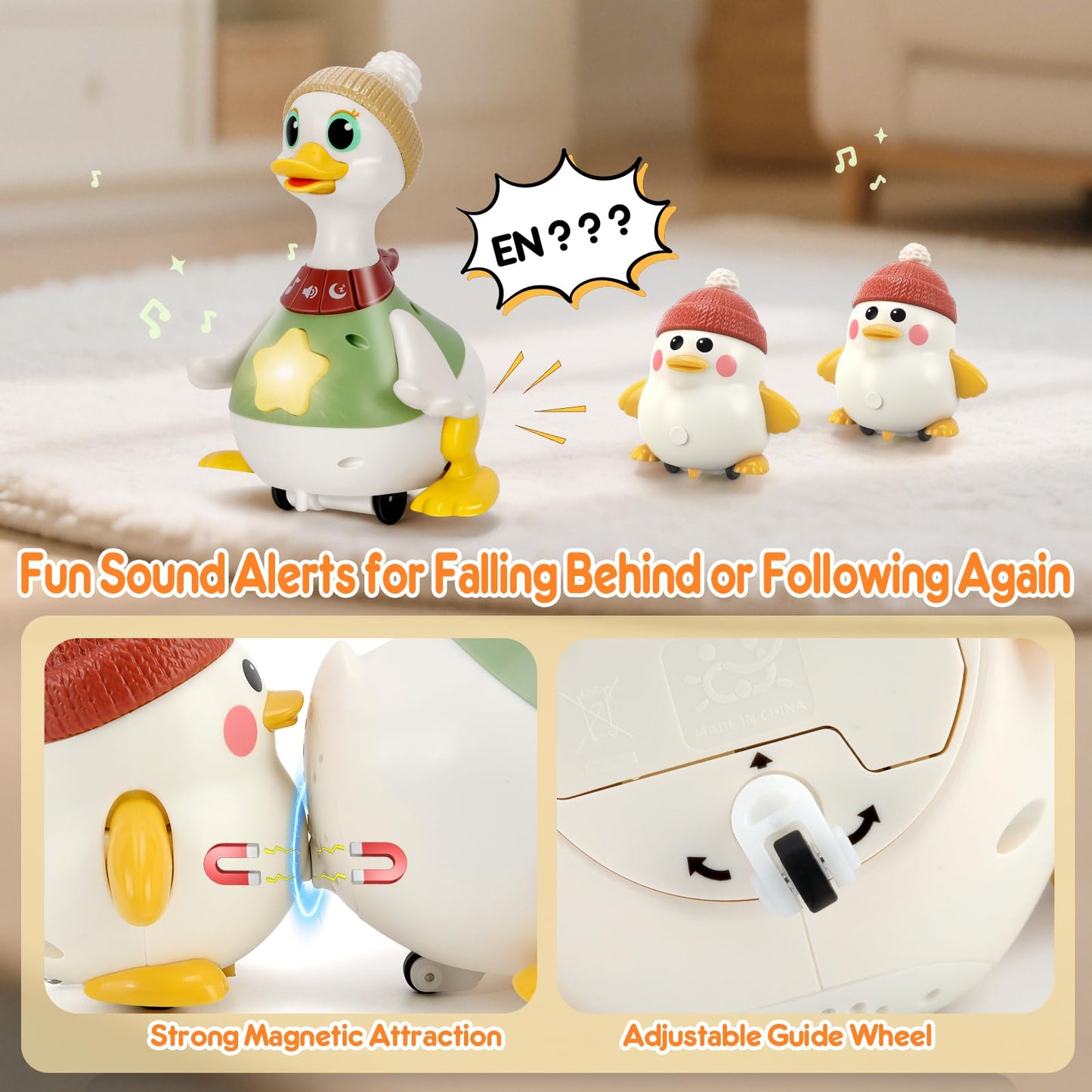 KETIEE Tummy Time Musical Dancing Duck Family Toy Set for Babies 6–12 Months