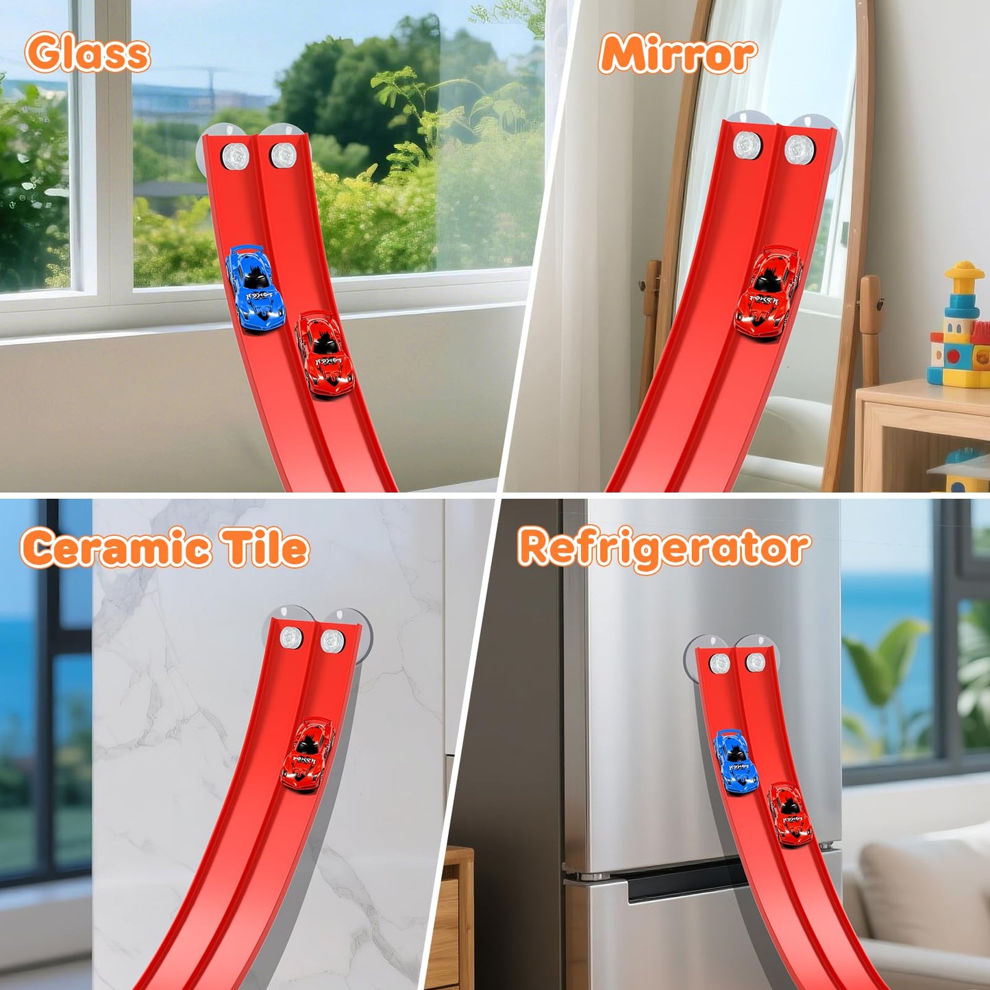 KETIEE Flex Tracks 16 Ft – Flexible Race Track for Kids with 2 Cars & 4 Suction Cups