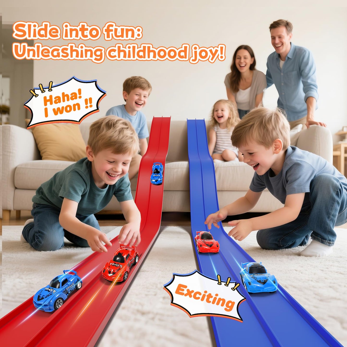 KETIEE Flex Tracks 16Ft for Kids – Flexible Race Track with 2 Cars & Suction Cups