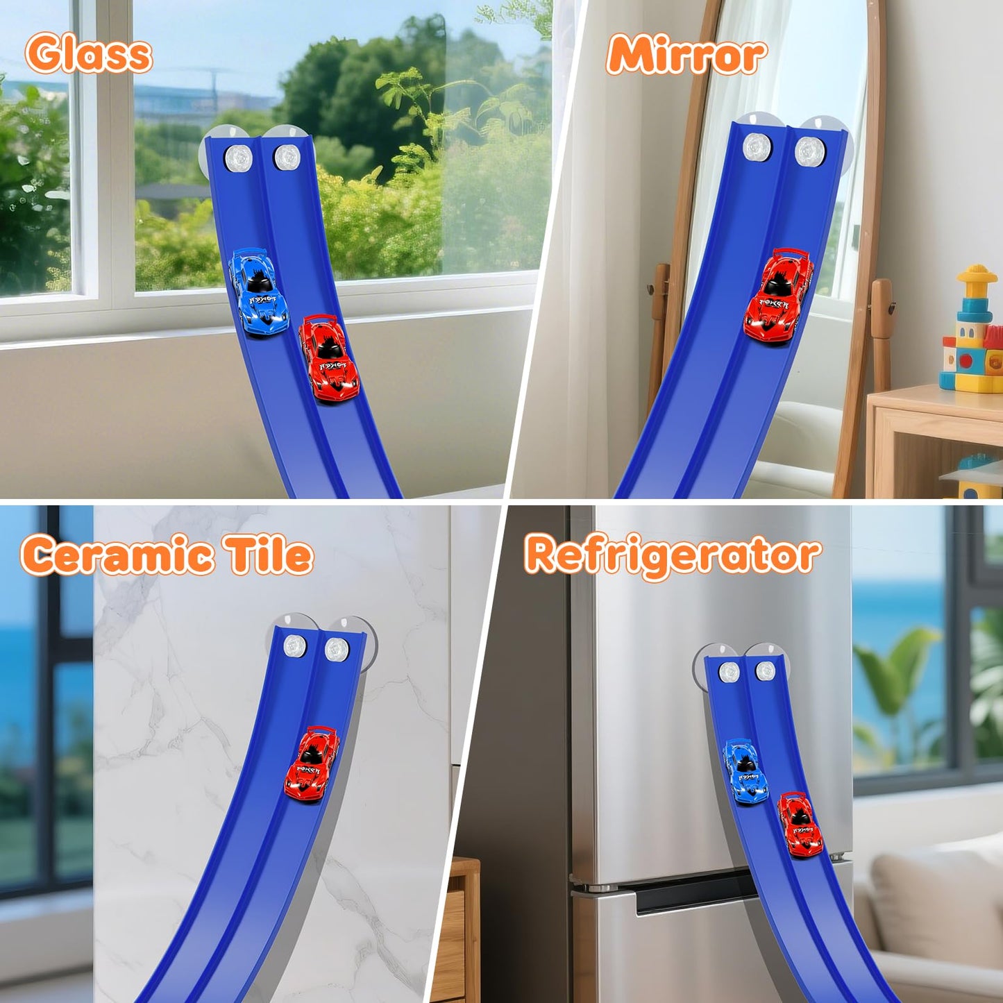 KETIEE Flex Tracks 16Ft for Kids – Flexible Race Track with 2 Cars & Suction Cups
