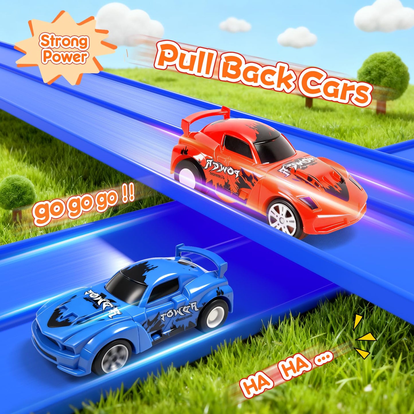 KETIEE Flex Tracks 16 Ft – Flexible 2-Lane Race Track with 2 Cars & Suction Cups | Portable Roll-Up Raceway for Kids 3+