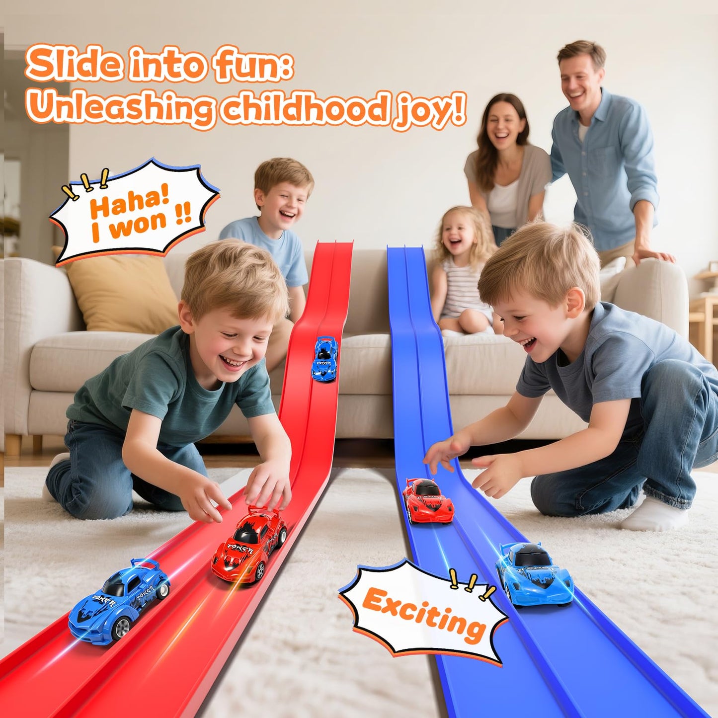 KETIEE Flex Tracks 16 Ft – Flexible Race Track for Kids with 2 Cars & 4 Suction Cups