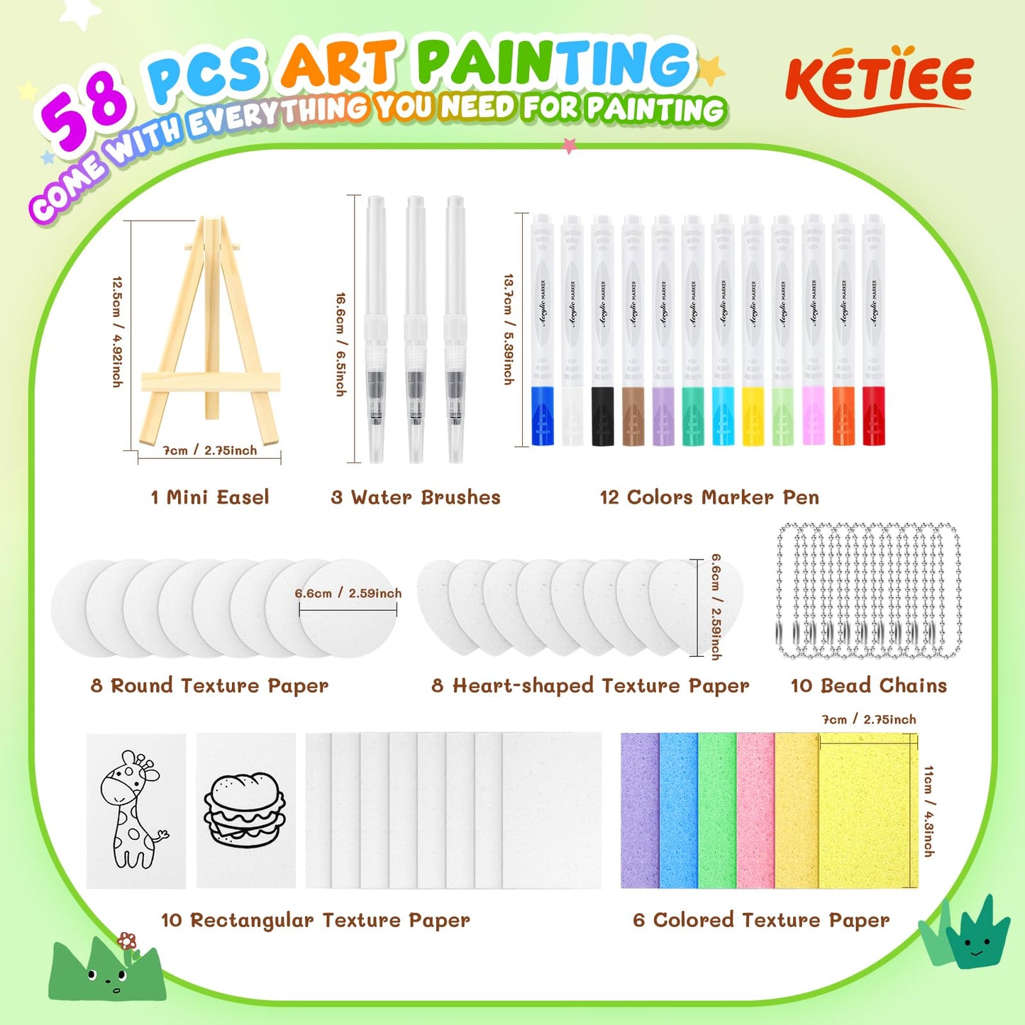 KETIEE Magic Puffy Paint Kit — 58Pcs 3D Foam Textured Art Set (32 Papers, 12 Markers)