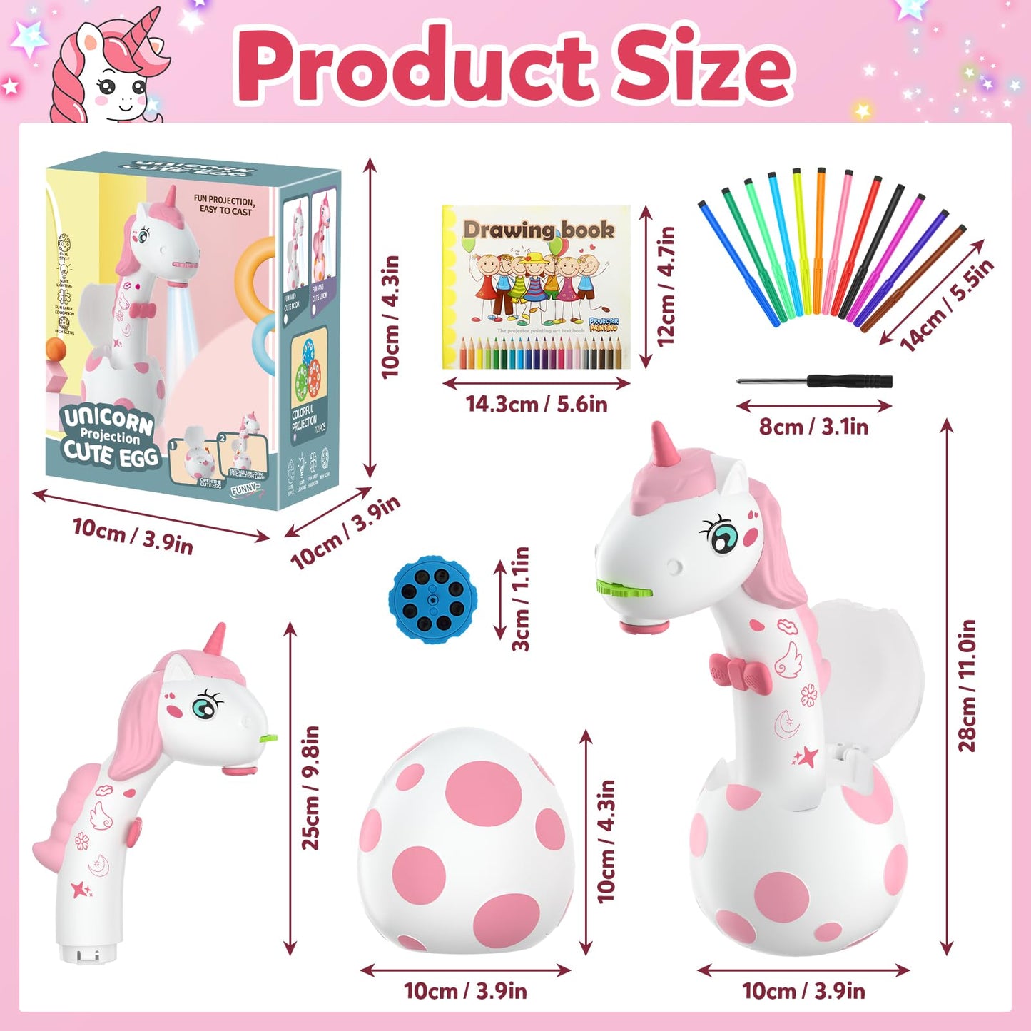 KETIEE Unicorn Drawing Projector Toys for Kids 5-7 | 96 Patterns, 12 Discs
