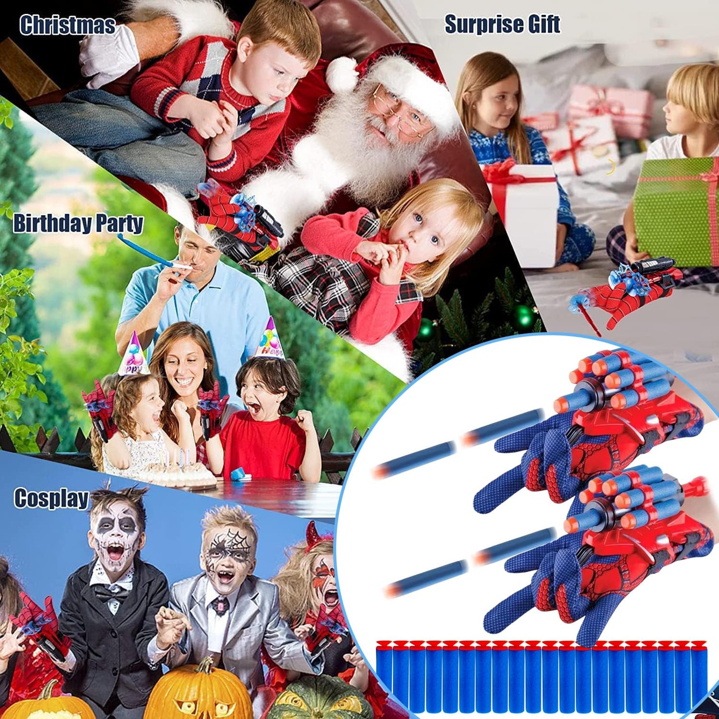 Keumi 2 Sets Spider Web Shooters – Kids Wrist Launcher Gloves for Cosplay, Parties, and Fun