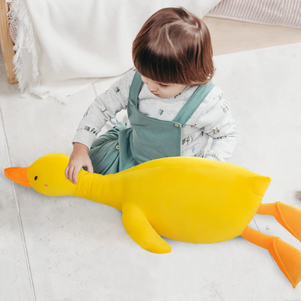 Kewo Duck Plush Pillow — Giant 25.5in Yellow Goose Plush Toy for Cozy Hugs