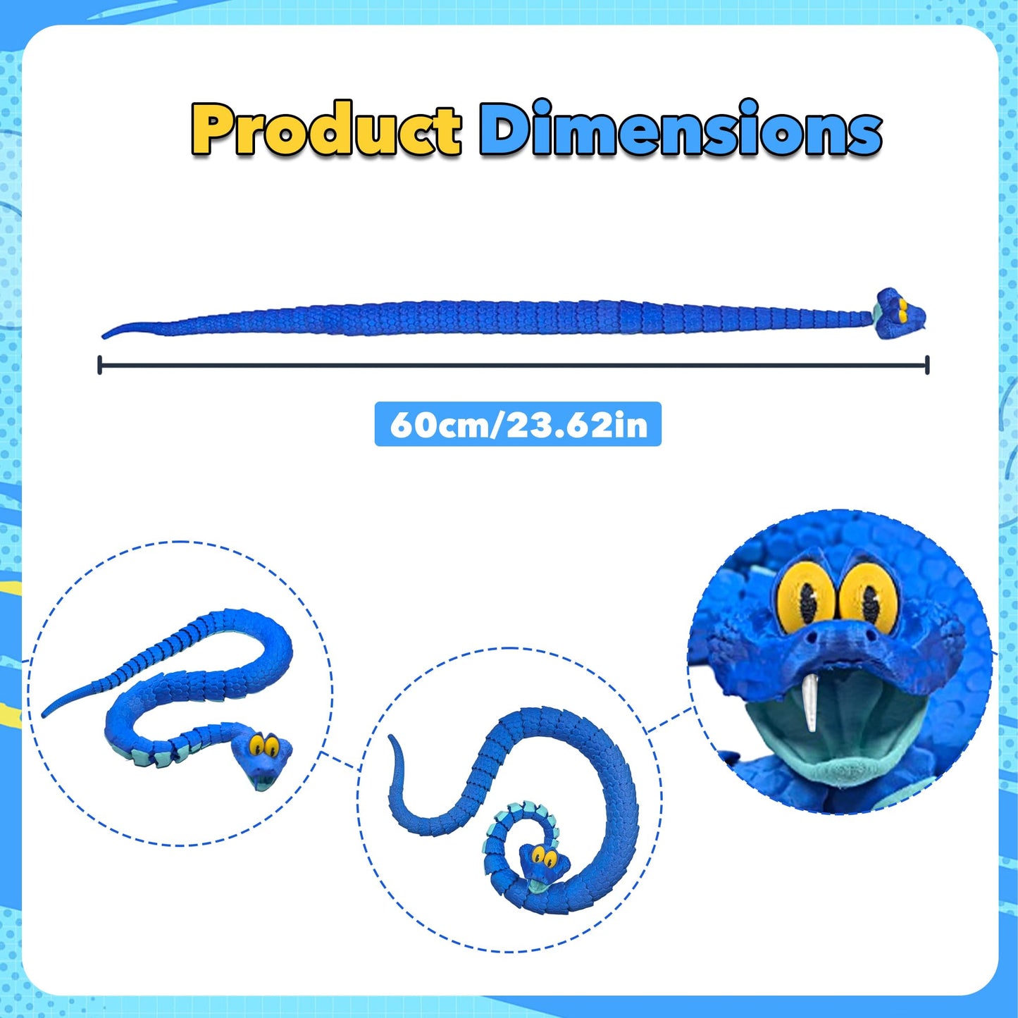 Kexueguan Snake Gary Figurine - Articulated Blue Serpent Desk Decor