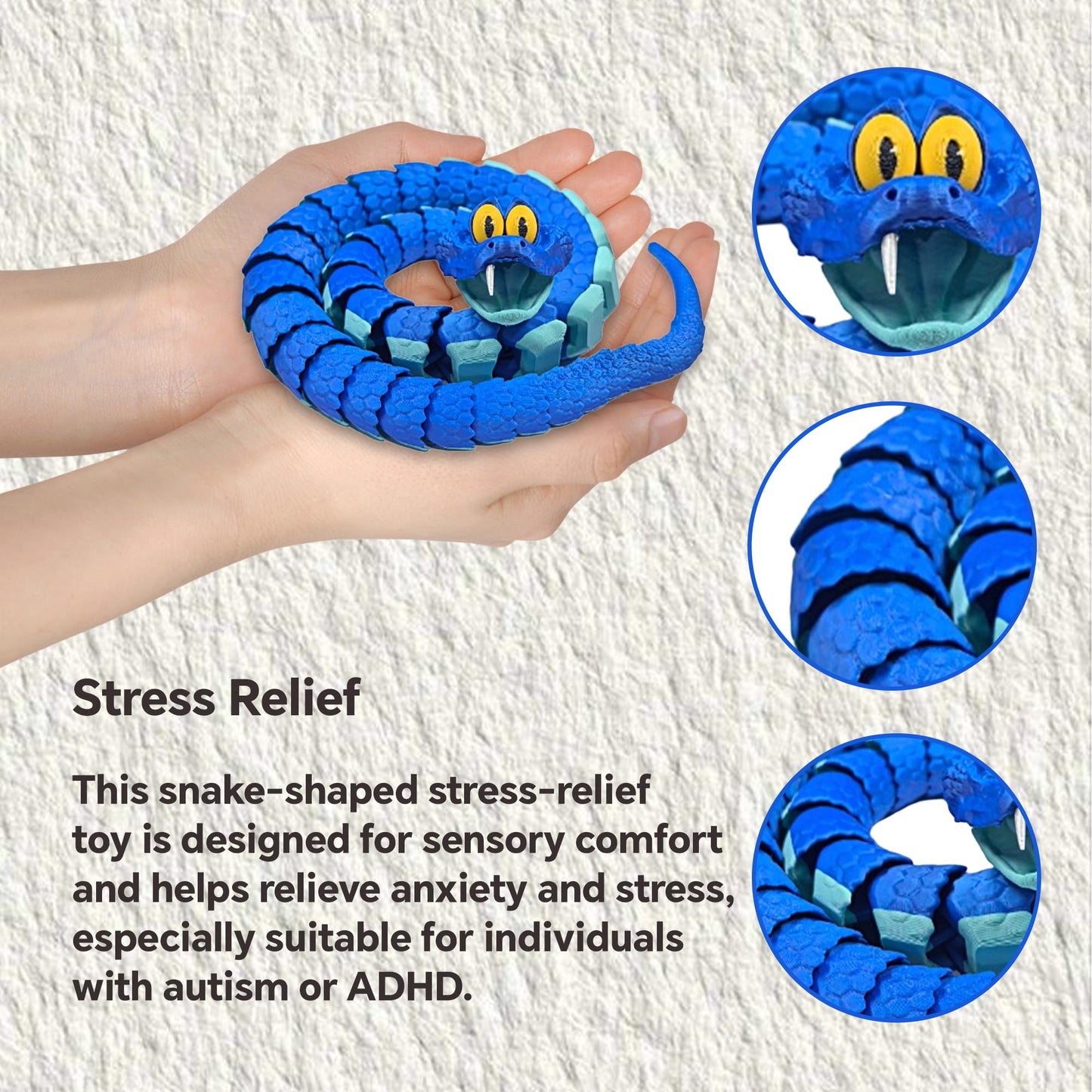 Kexueguan Snake Gary Figurine - Articulated Blue Serpent Desk Decor