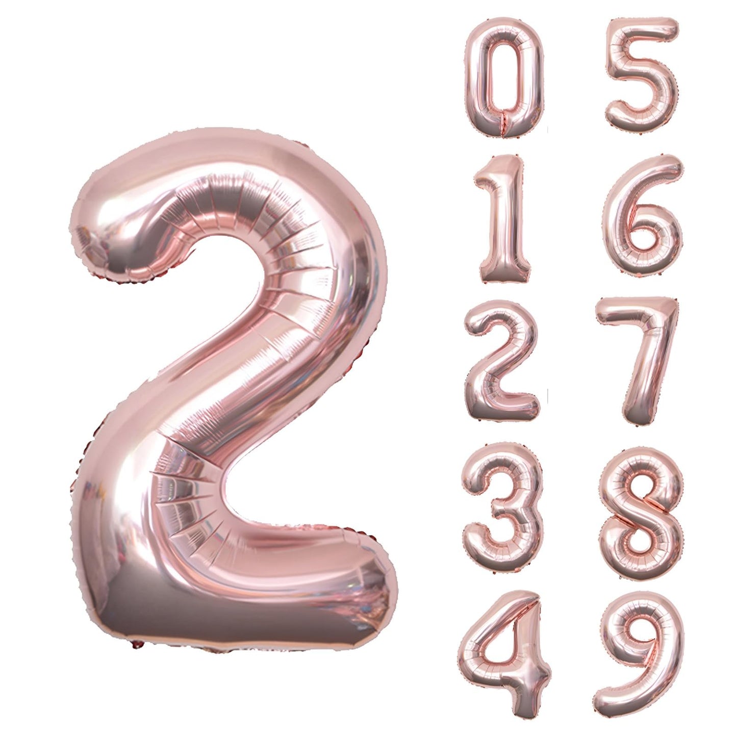 Keyali 40 Inch Giant Rose Gold Number 2 Balloon – Helium Mylar Birthday & Party Decor