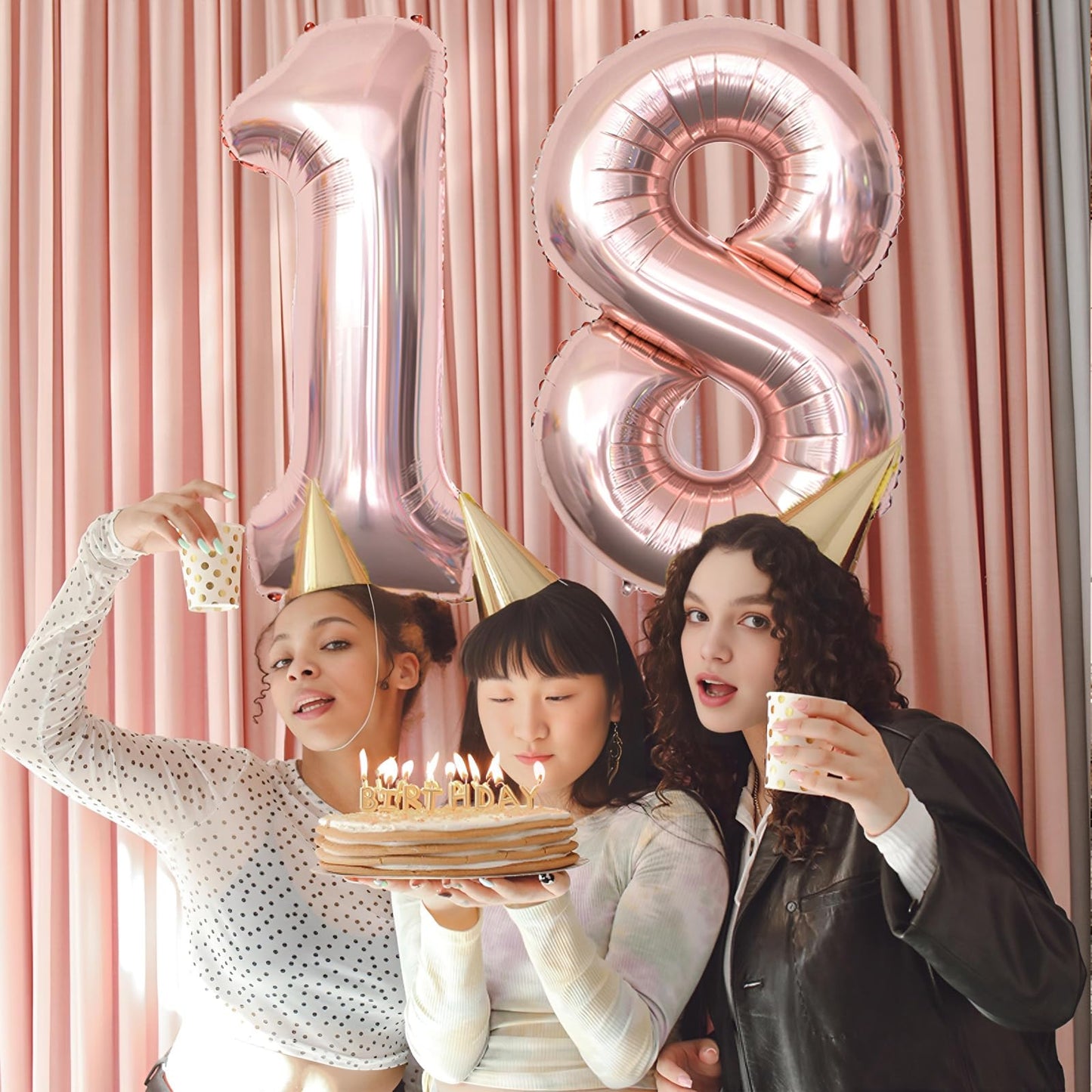 Keyali 40 Inch Giant Rose Gold Number 2 Balloon – Helium Mylar Birthday & Party Decor