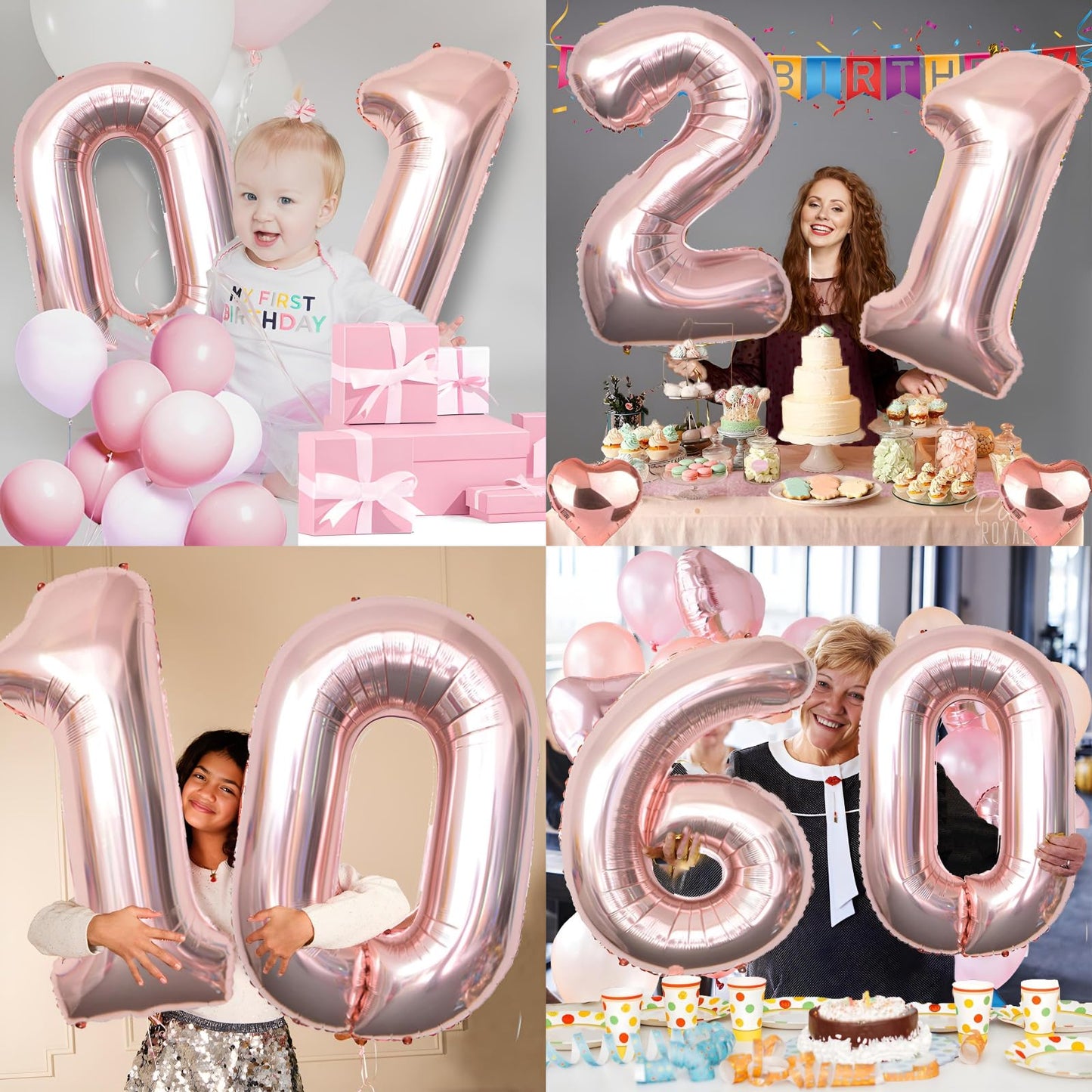 Keyali 40 Inch Giant Rose Gold Number 2 Balloon – Helium Mylar Birthday & Party Decor