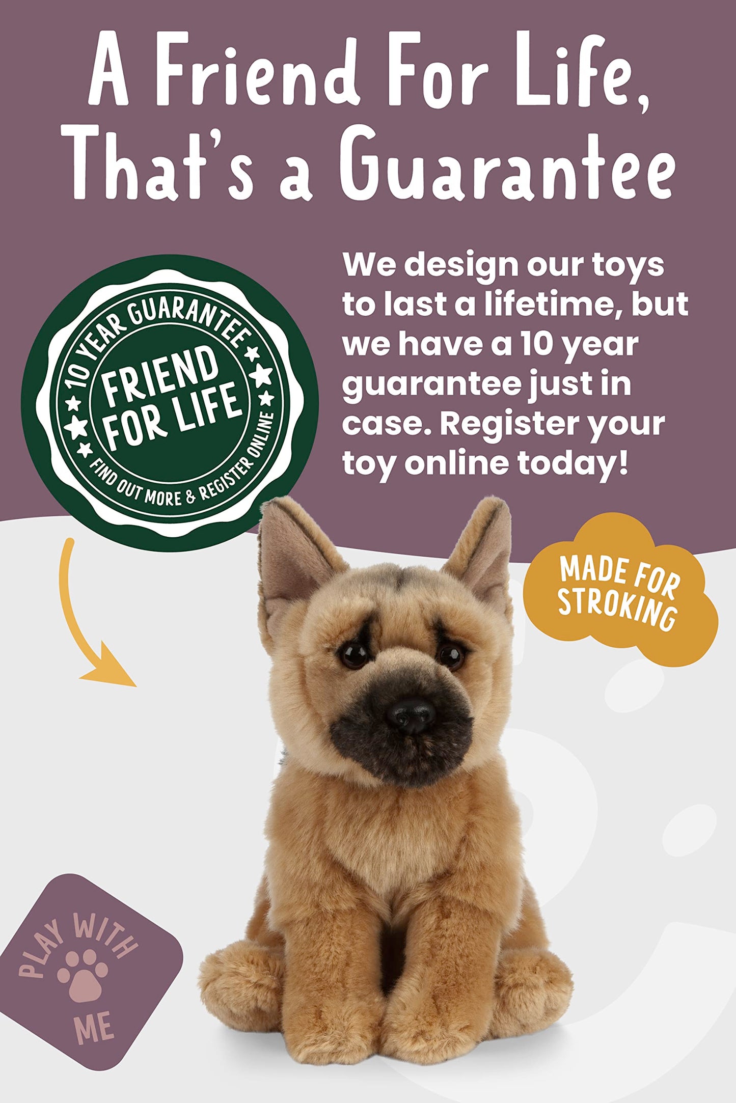 Keycraft Living Nature German Shepherd Plush Toy – 8 inch Realistic Soft Dog for Kids