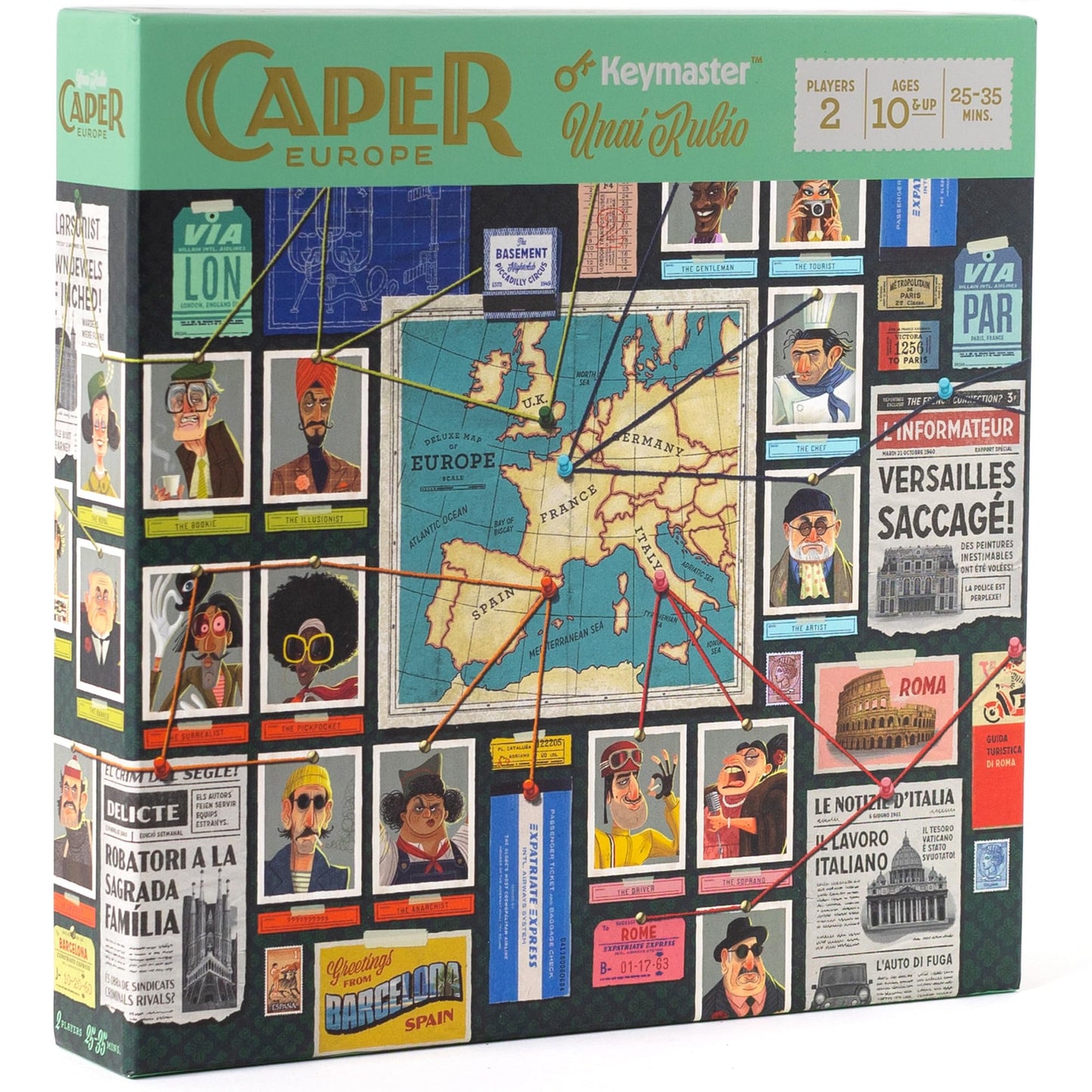 Caper Europe by Keymaster Games — Strategic 2-Player Heist Board Game for Ages 10+
