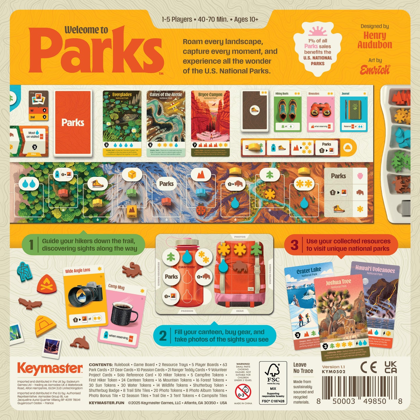Keymaster Games Parks Base Camp – The US National Parks Game for 1-5 Players (Ages 10+)