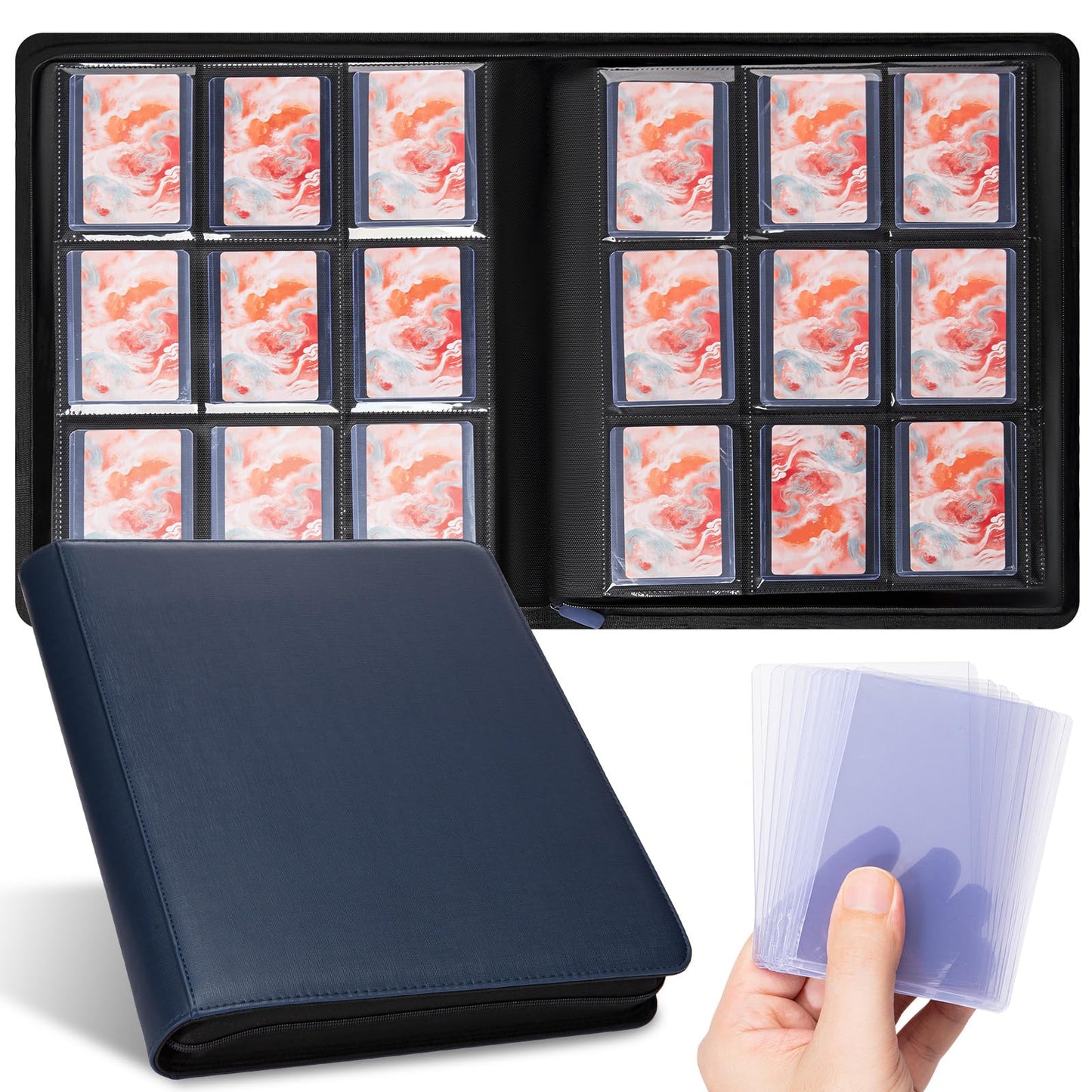 Keyufox 9-Pocket Toploader Binder – 252 Card Capacity, Premium PU Leather